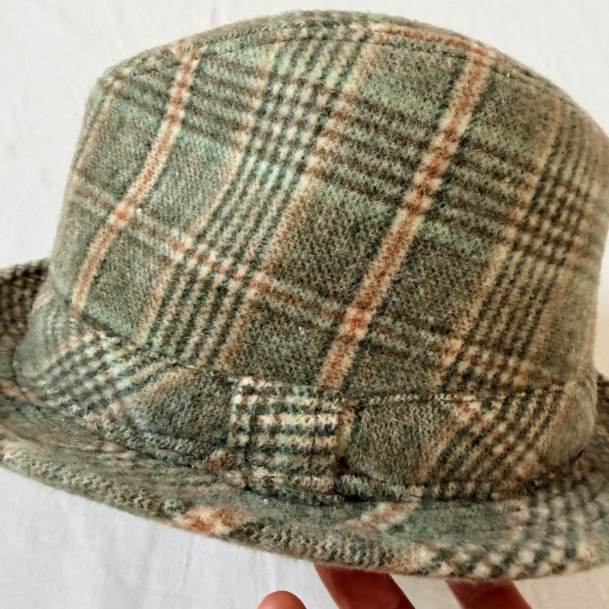 Other Vintage Style Wool Plaid Hat Green Tan Check Brim Cap S/M Size ONE SIZE - 7 Thumbnail