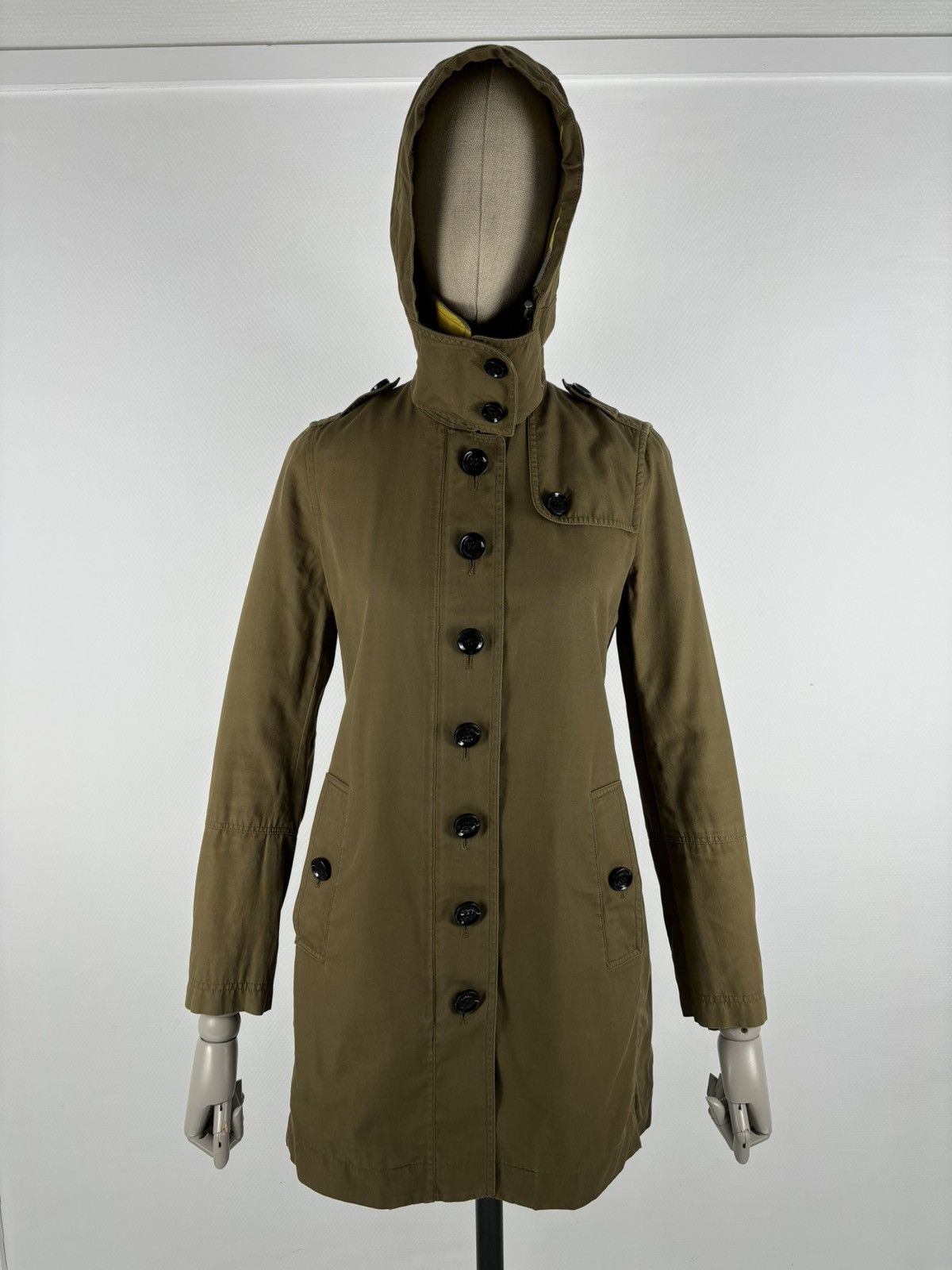 Burberry × Burberry Prorsum × Designer BRIT Nova Check Khaki Coat Hooded Trench Zip Jacket Bomber USA 4 UK 6 Size S / US 4 / IT 40 - 3 Thumbnail