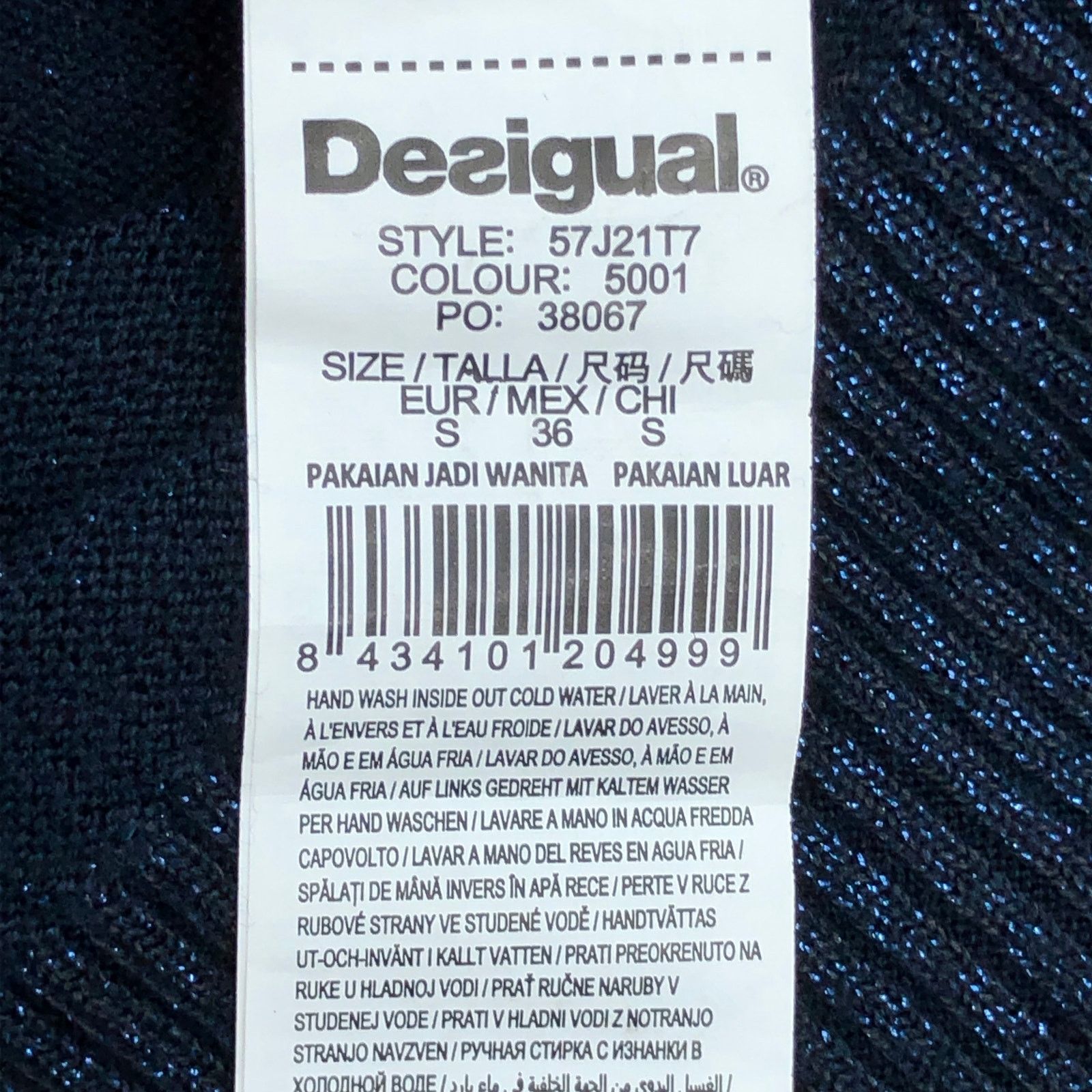 Desigual Desigual Size S Sweater Floral Embroidery Metallic Navy Blue Size S / US 4 / IT 40 - 14 Thumbnail
