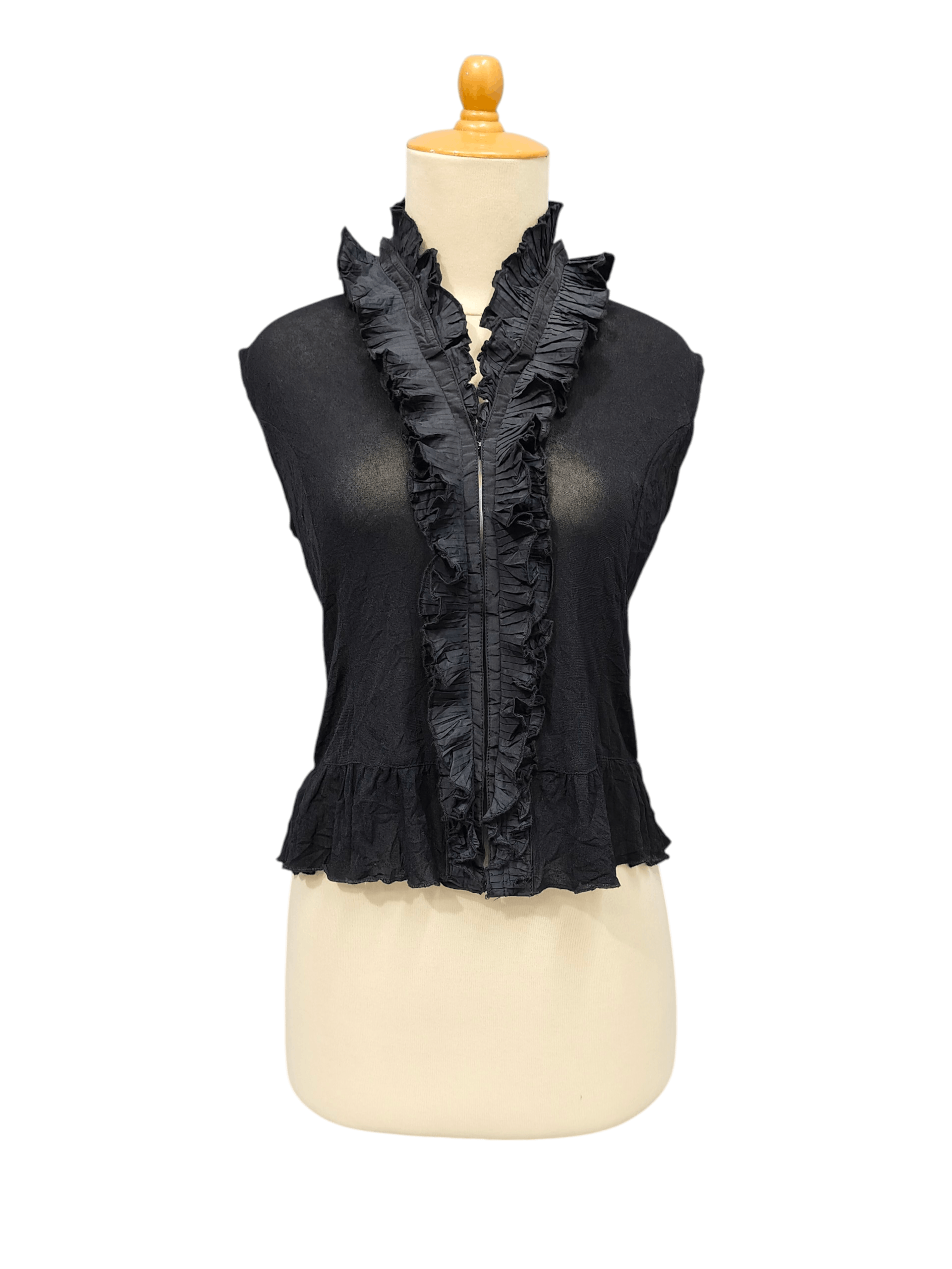 Japanese Brand 2000s Vinon🇯🇵Gothic Sheer Chiffon Ruffle Sleeveless Blouse Size M / US 6-8 / IT 42-44 - 1 Thumbnail