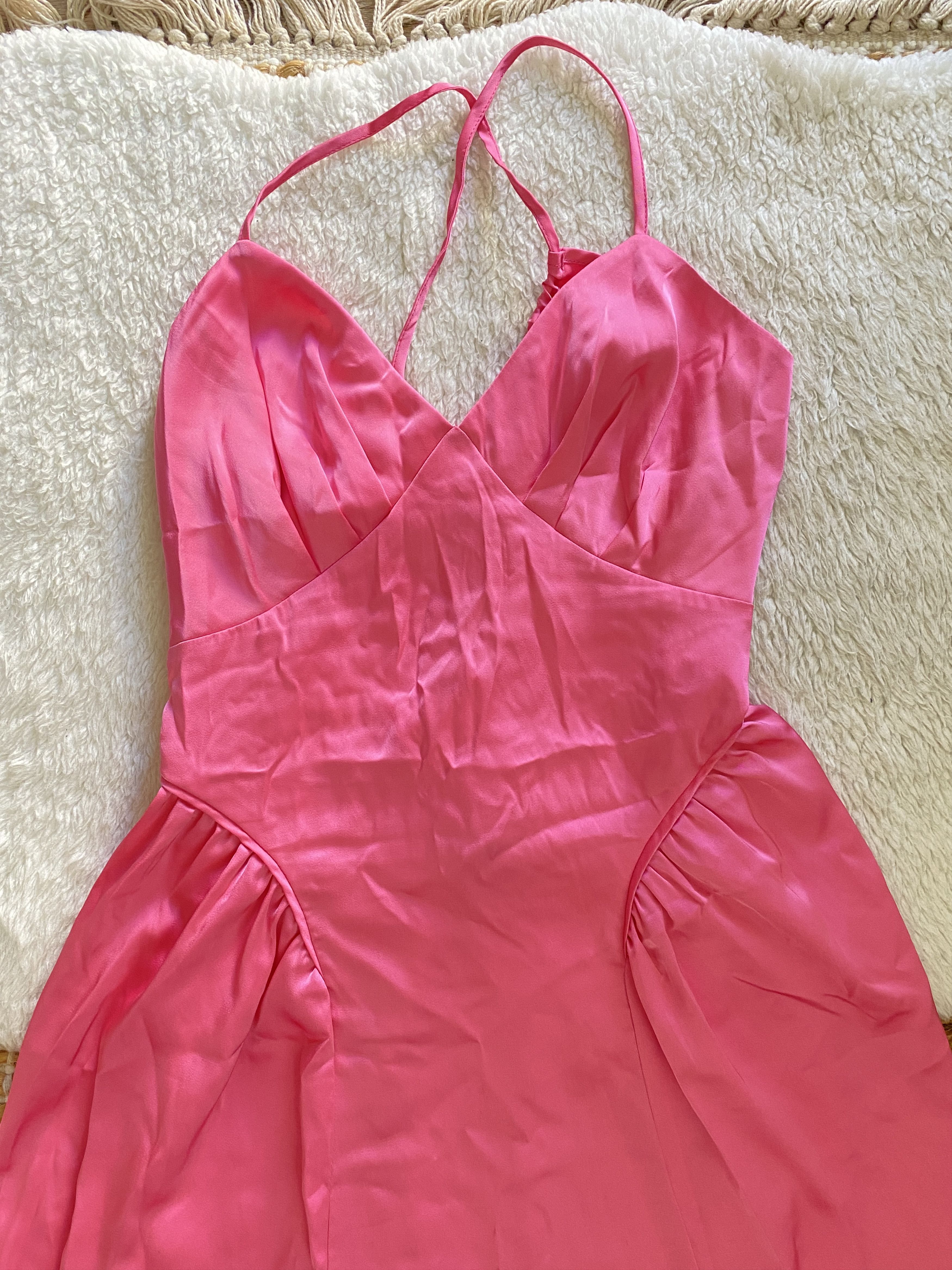 Forever 21 Forever 21 Fuchsia Pink Satin Lace-Up Maxi Dress Size S / US 4 / IT 40 - 8 Thumbnail