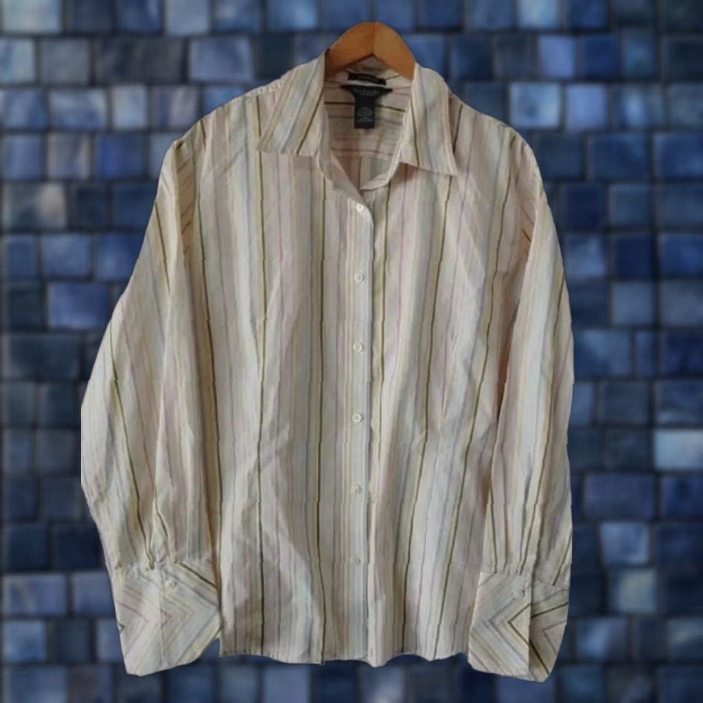 Van Heusen Van Heusen Shirt Women XL Multicolor Stripe Button Front Long Sleeve Top Size XL / US 12-14 / IT 48-50 - 1 Thumbnail