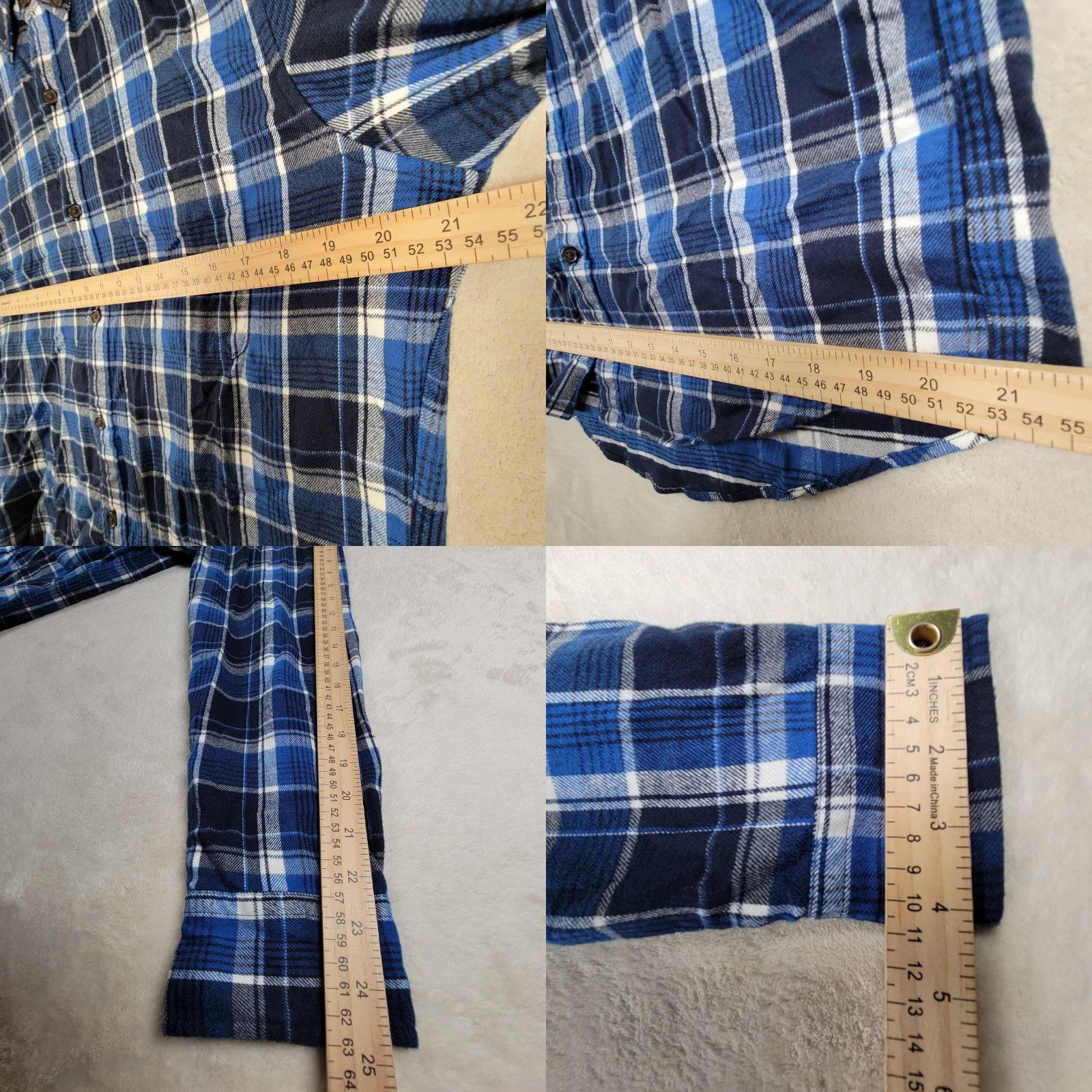 Lands' End Lands' End Button-Up Shirt Mens Flannel Blue Small Long Sleeve Winter Plaid Pocket Regular Fit 14-14.5 neck Collared Button-Up Mens Size US S / EU 44-46 / 1 - 8 Thumbnail