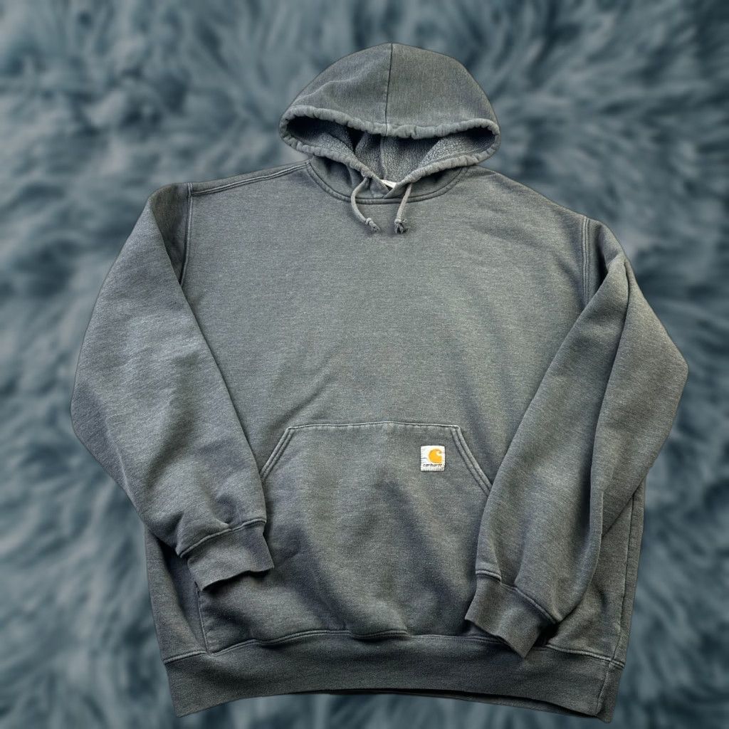 Carhartt Carhartt Hoodie Mens XL Gray Fleece Sweatshirt Pullover Work Wear Crew Neck Hooded Embroidered Logo Pockets All Seasons Regular Size US XL / EU 56 / 4 - 1 Thumbnail