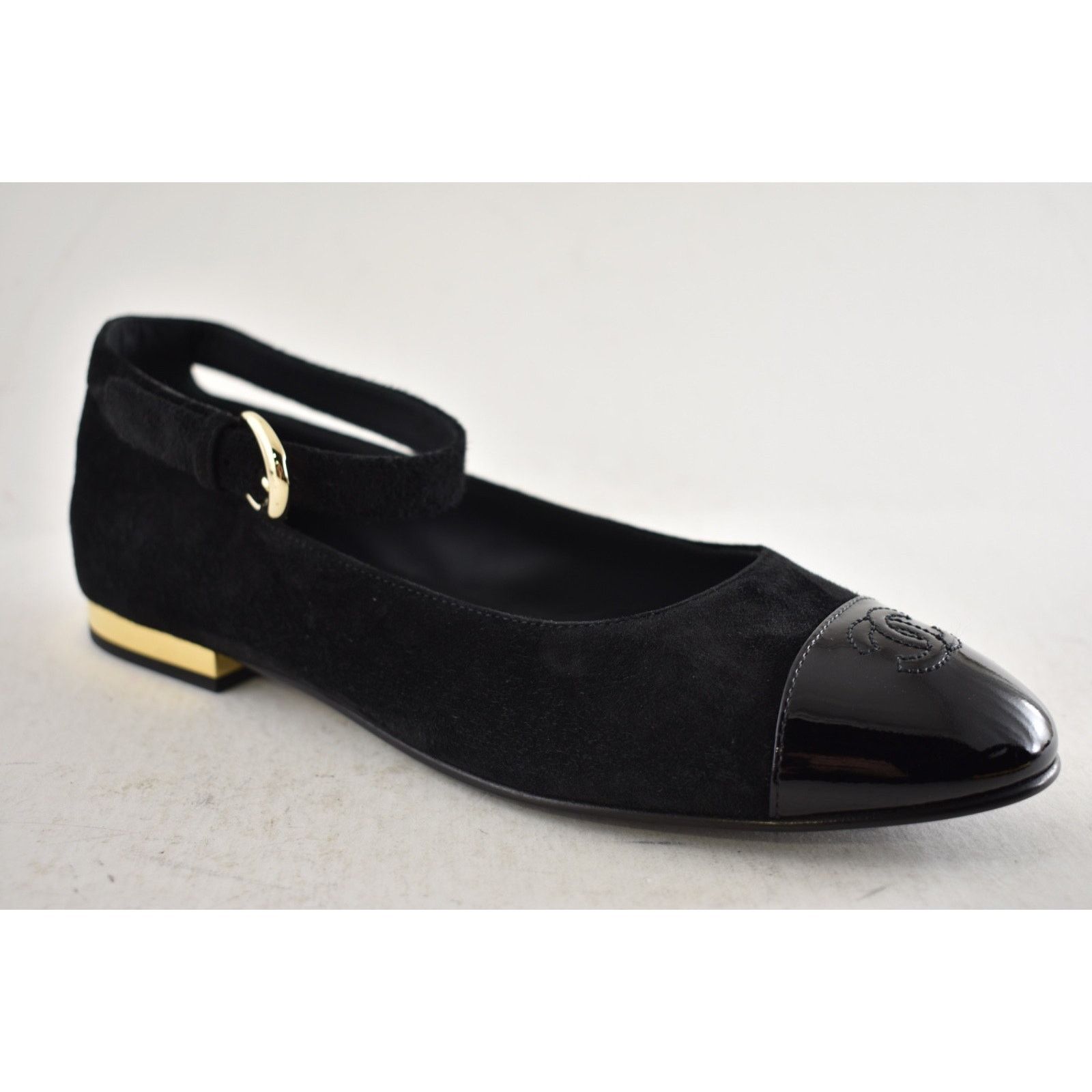 Chanel Chanel Black Suede Patent CC Mary Jane Flat 40 Size US 9 / IT 39 - 6 Thumbnail