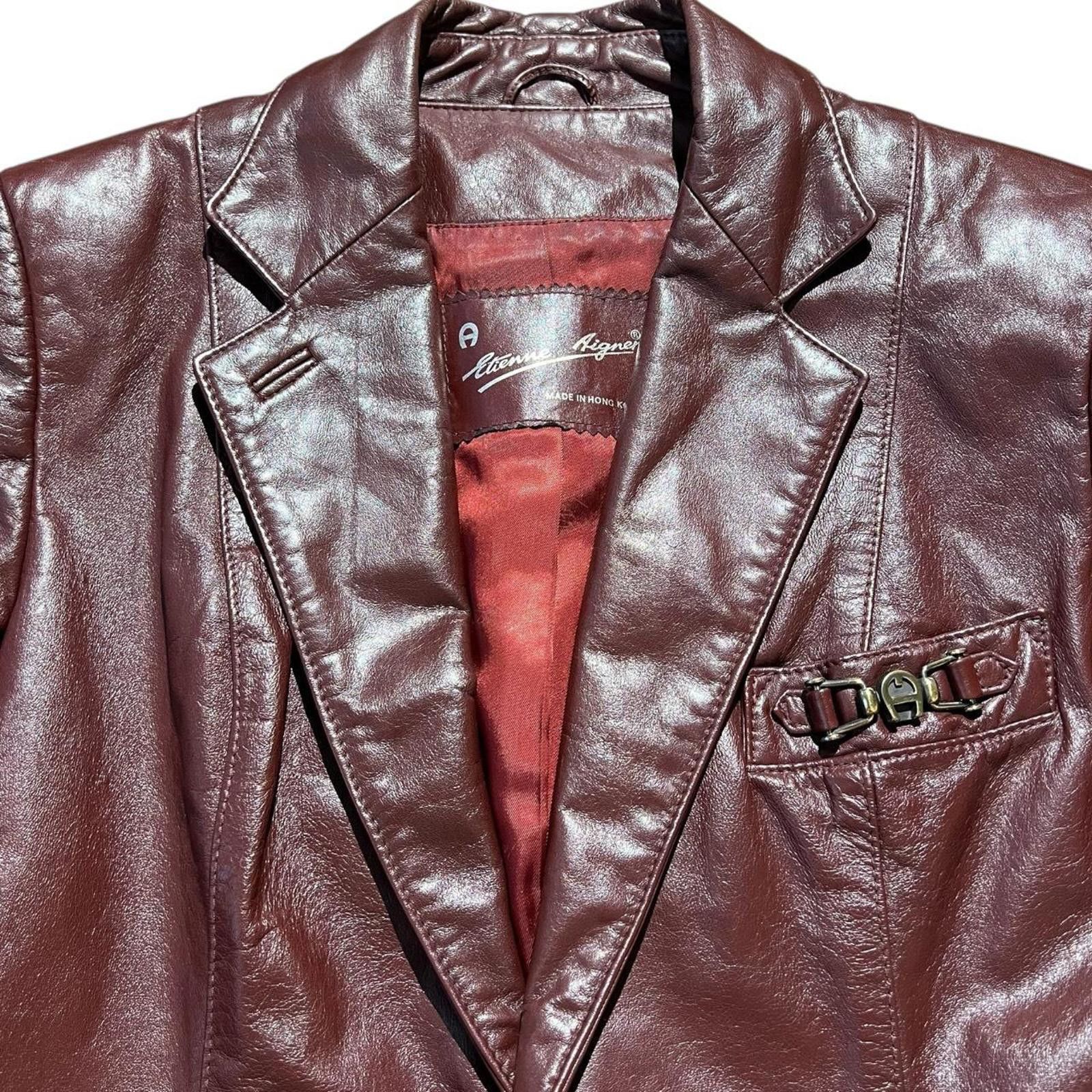 Aigner Vintage 70/80s Entienne Aigner Burgundy Leather Jacket Size S / US 4 / IT 40 - 3 Thumbnail