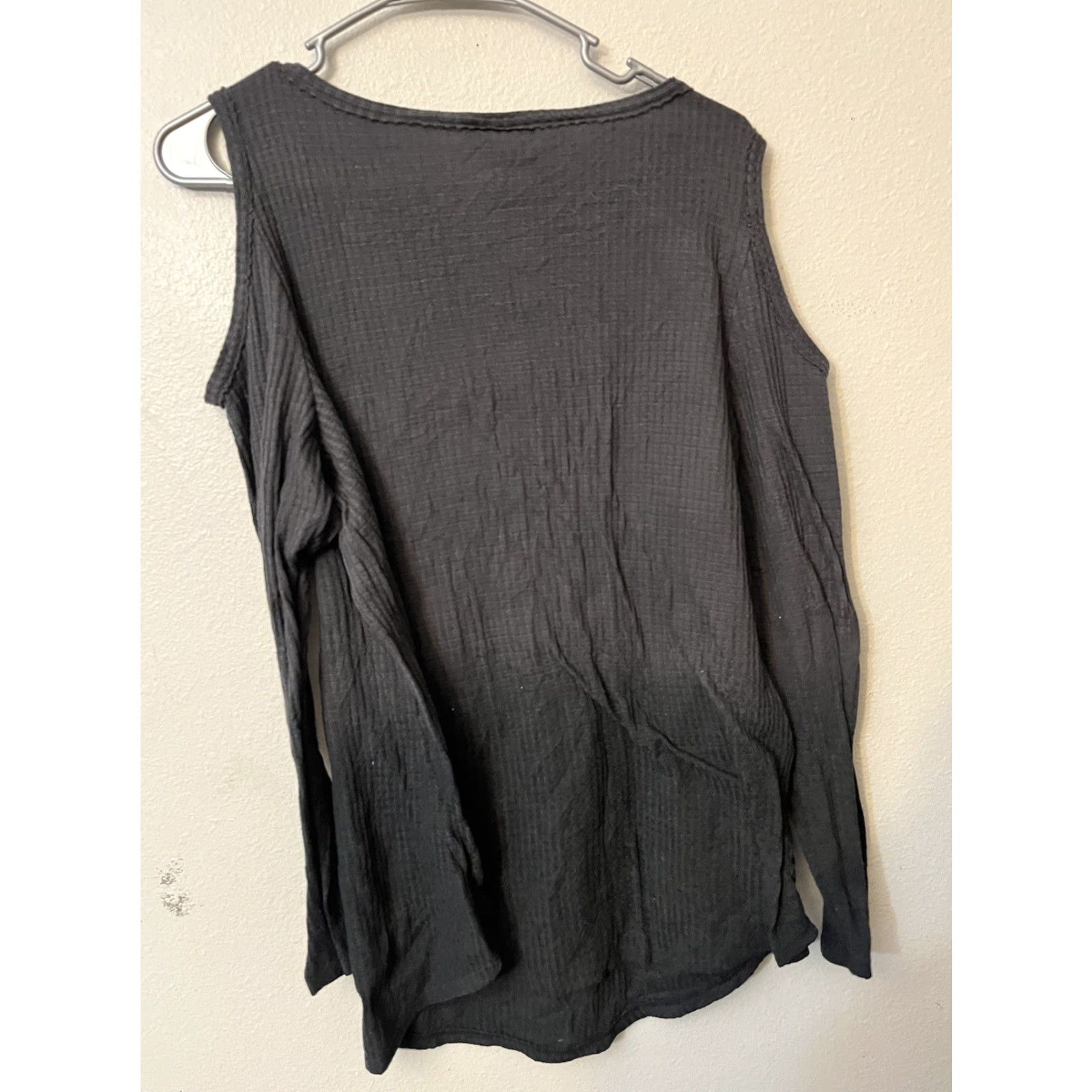 Style & Co VINTAGE Style & Co Blouse Womens L Gray Ombre Long Sleeve Cold Shoulder Size L / US 10 / IT 46 - 3 Thumbnail