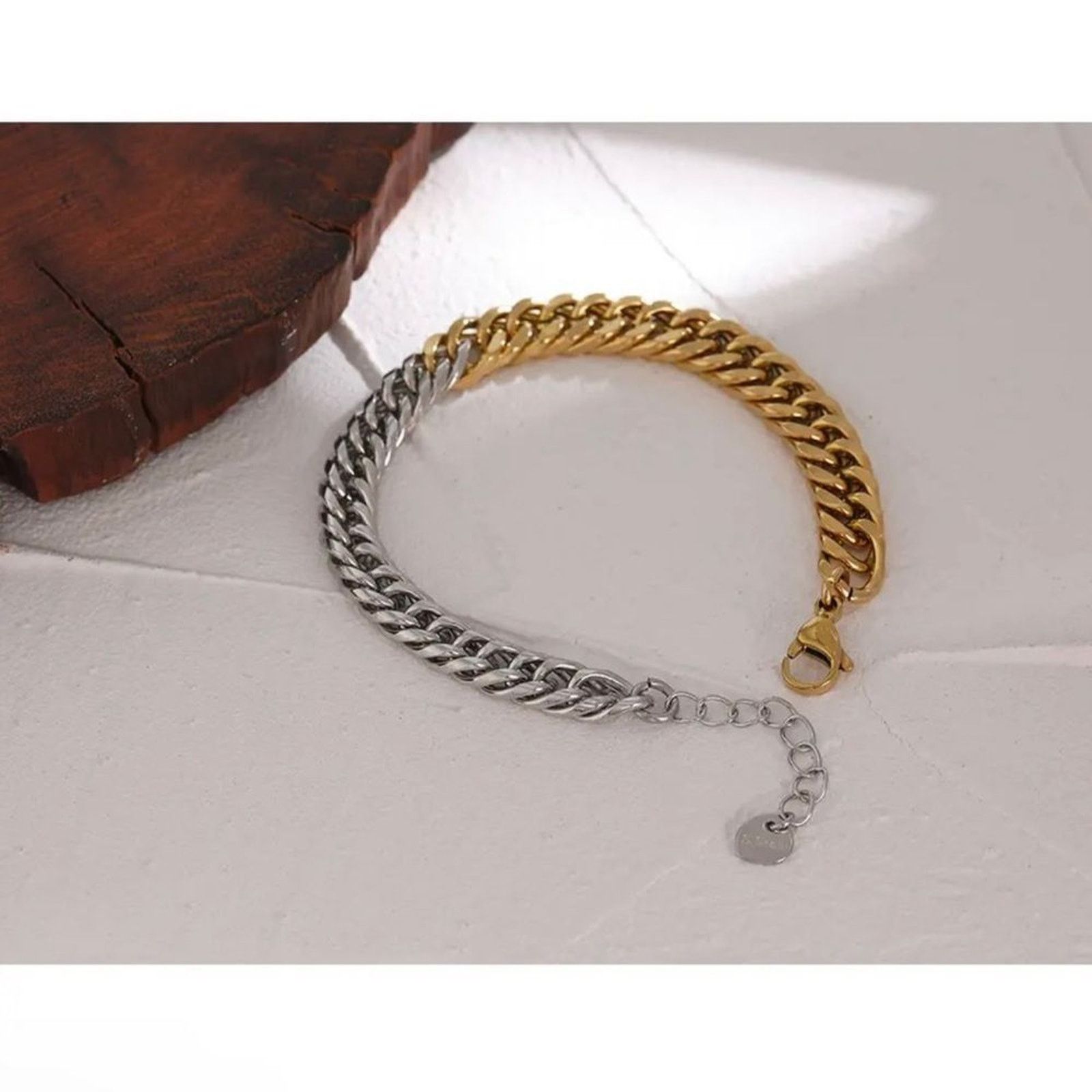 Other 18K Gold Plated Two Toned Chain Bracelet 7”+1” extension Size ONE SIZE - 5 Thumbnail