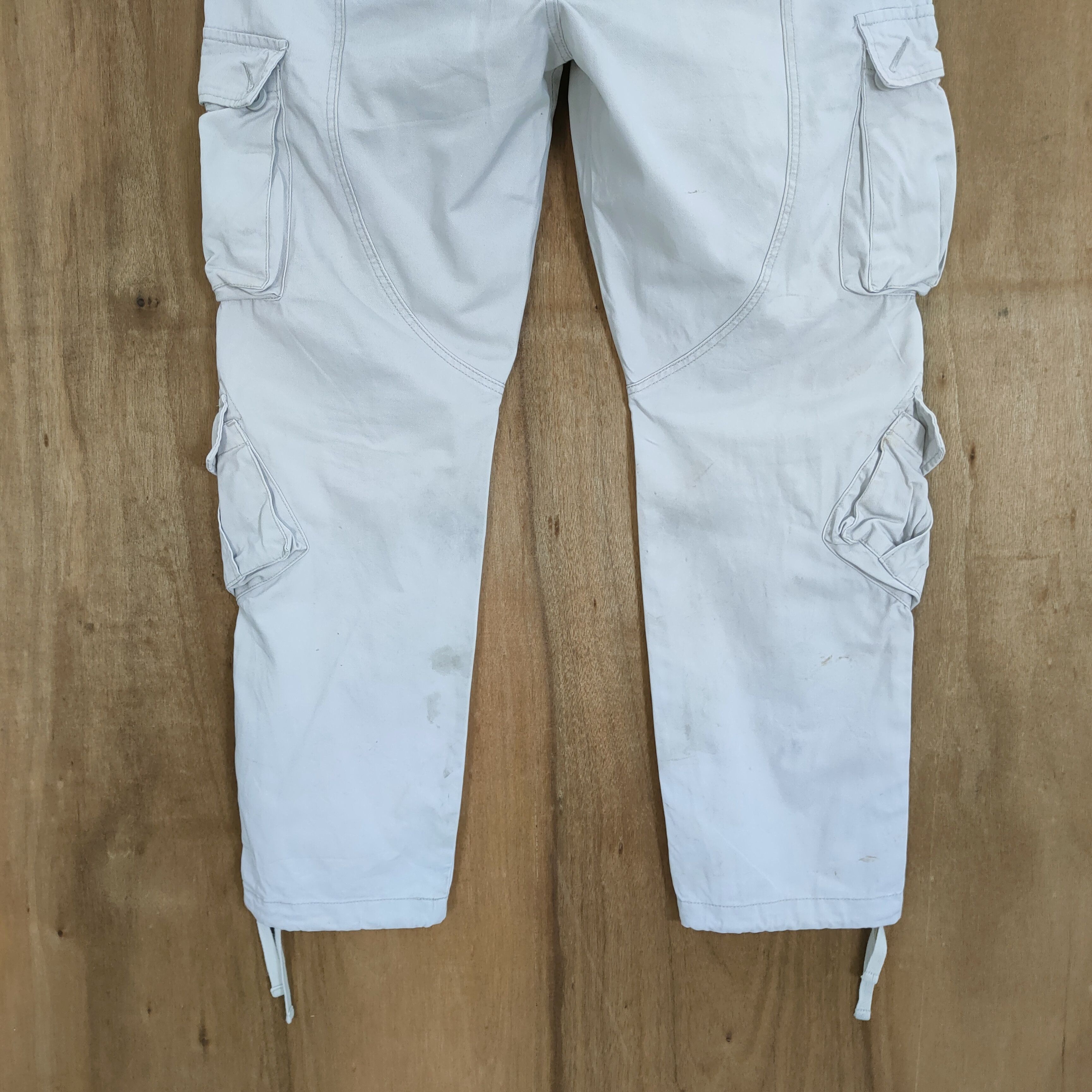 Japanese Brand MATCHSTICK RUSTY FADED WHITE CARGO PANTS Size US 40 / EU 56 - 9 Thumbnail