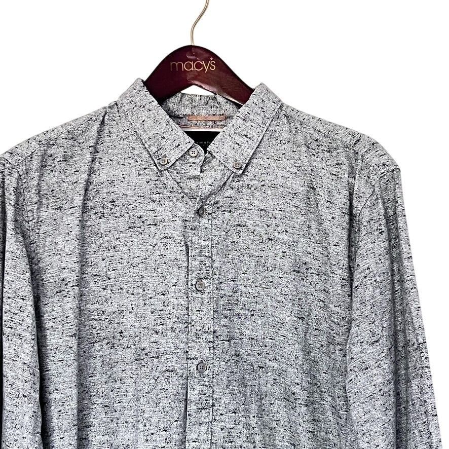 Denim & Flower Denim & Flower Men XL Button-Up Shirt Gray Textured Long Sle Size US XL / EU 56 / 4 - 3 Thumbnail