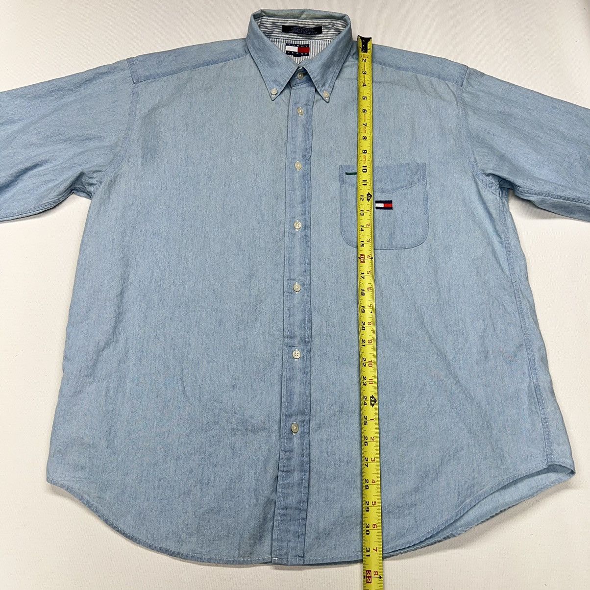 Tommy Hilfiger × Vintage VTG Tommy Hilfiger Button Down Shirt Blue Long Sleeve Faded Size US L / EU 52-54 / 3 - 17 Thumbnail