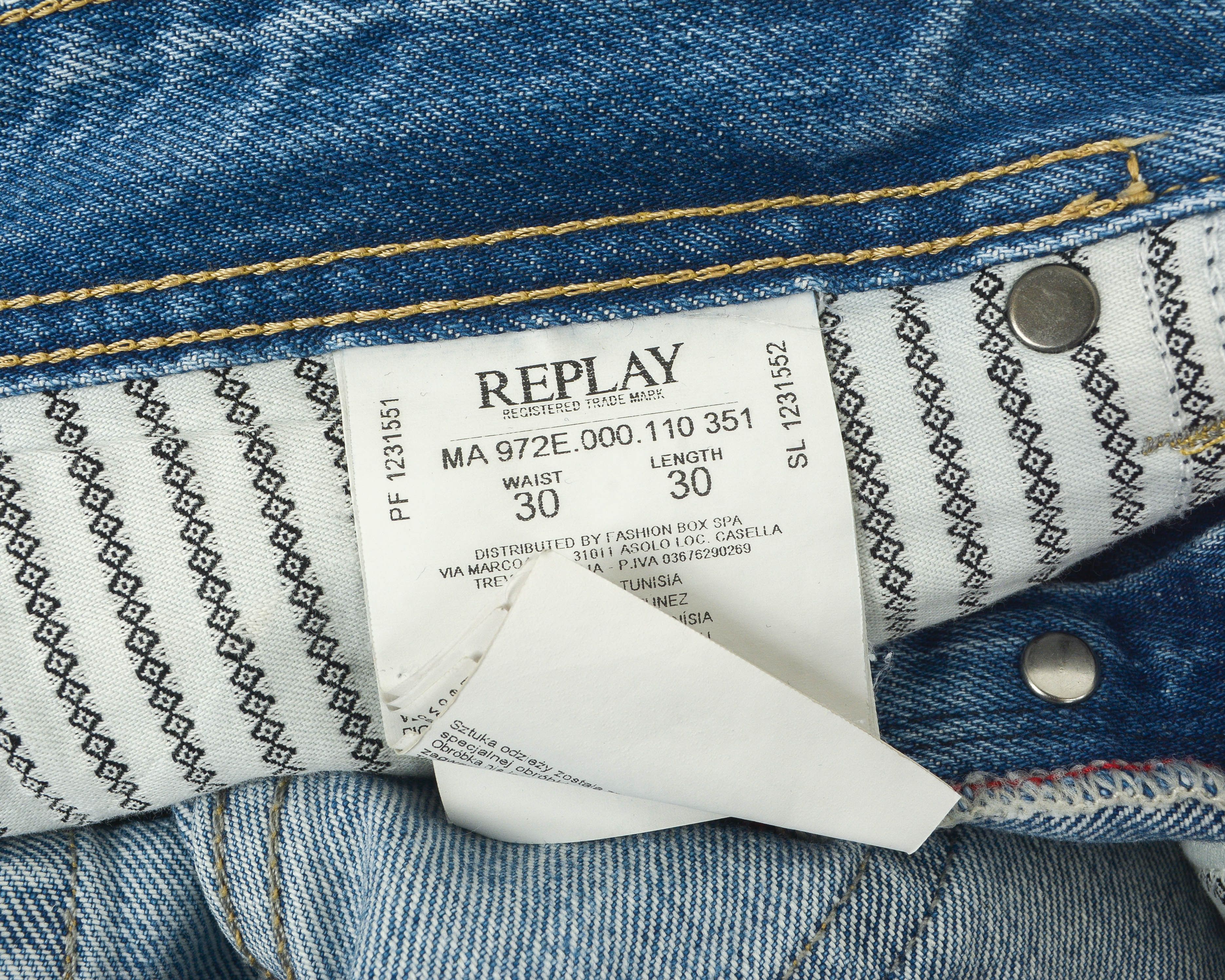 Replay Grover W30 L30 Regular Fit Straight Jeans Denim Pants Size US 30 / EU 46 - 7 Thumbnail
