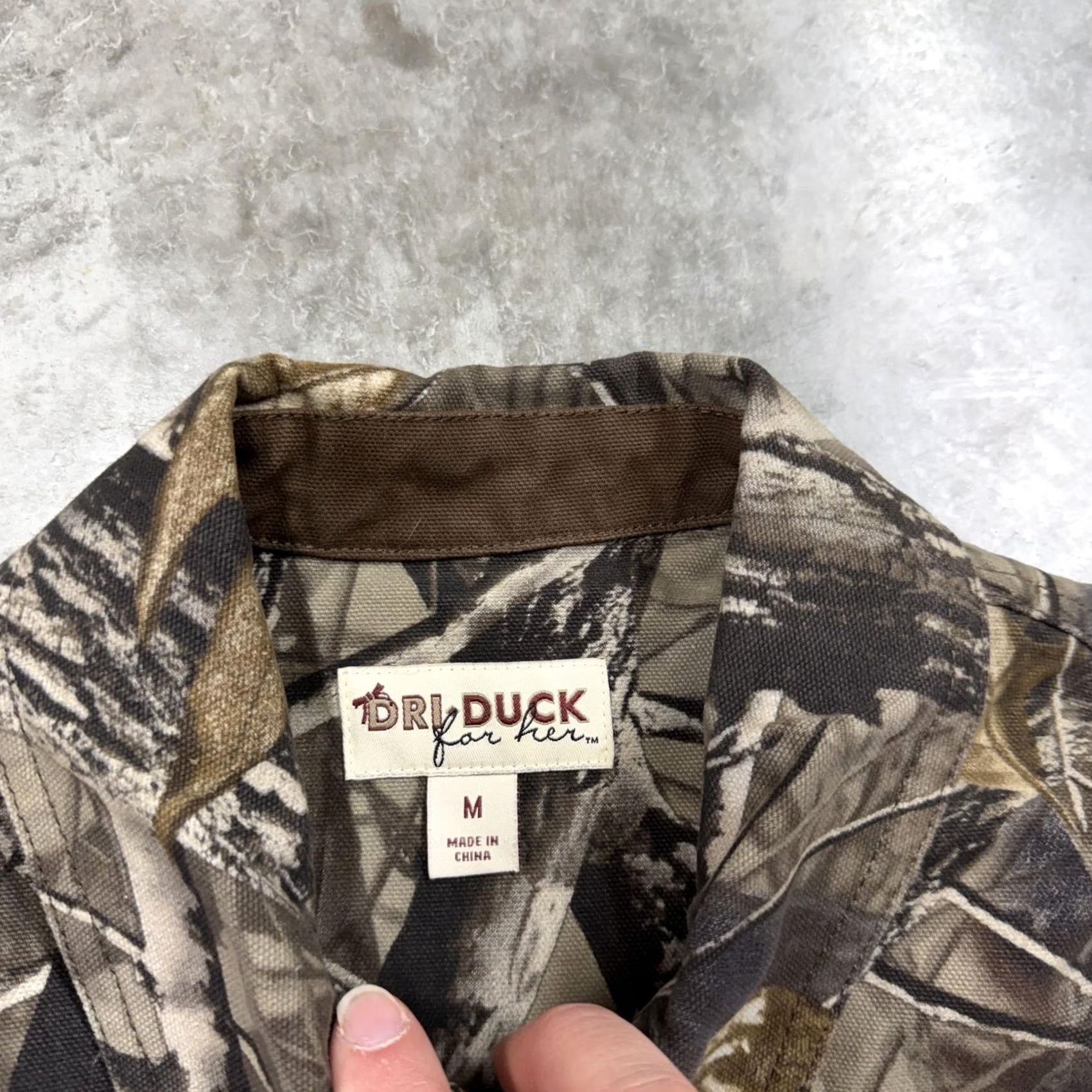 Vintage DRI DUCK Jacket Womens M Brown Camouflage Canvas Collared Outdoor Hunting Shirt Adults Womens Size M / US 6-8 / IT 42-44 - 2 Thumbnail
