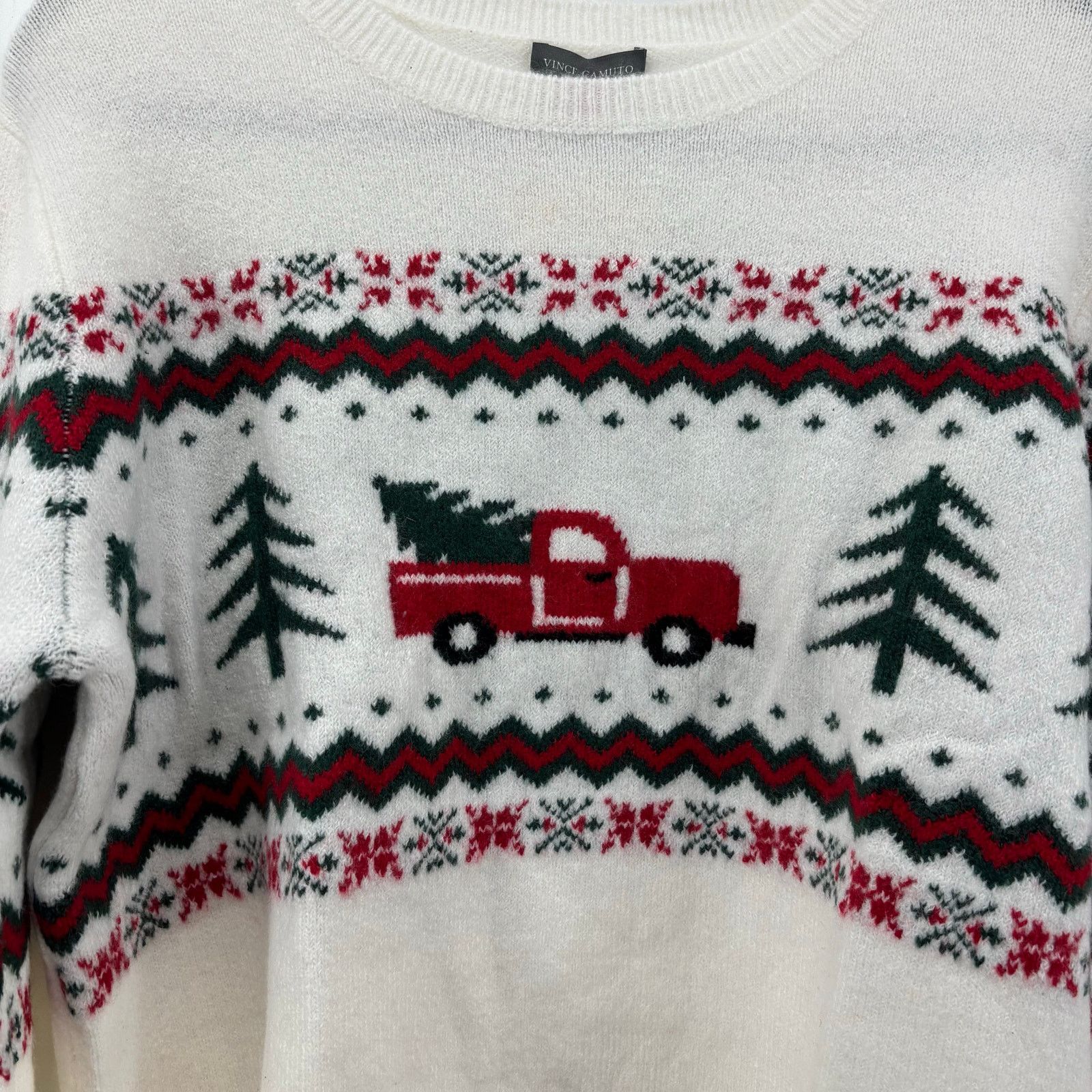 Vince Camuto Vince Camuto Womens Medium Christmas Sweater Cream Farm Size M / US 6-8 / IT 42-44 - 13 Thumbnail