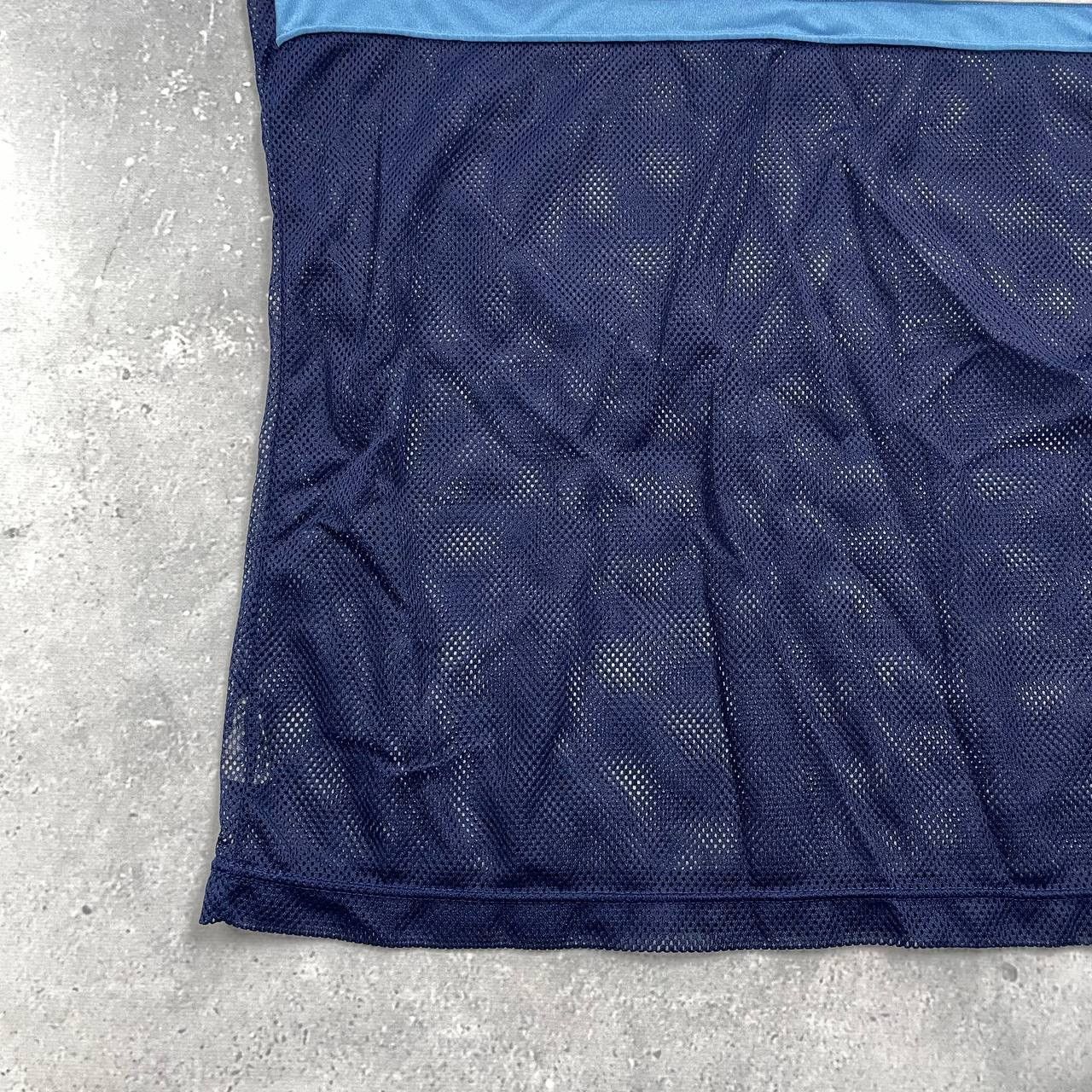 Adidas Vintage 80s Adidas Trefoil Mesh V-Neck T Shirt Blue Size M Size US M / EU 48-50 / 2 - 12 Thumbnail