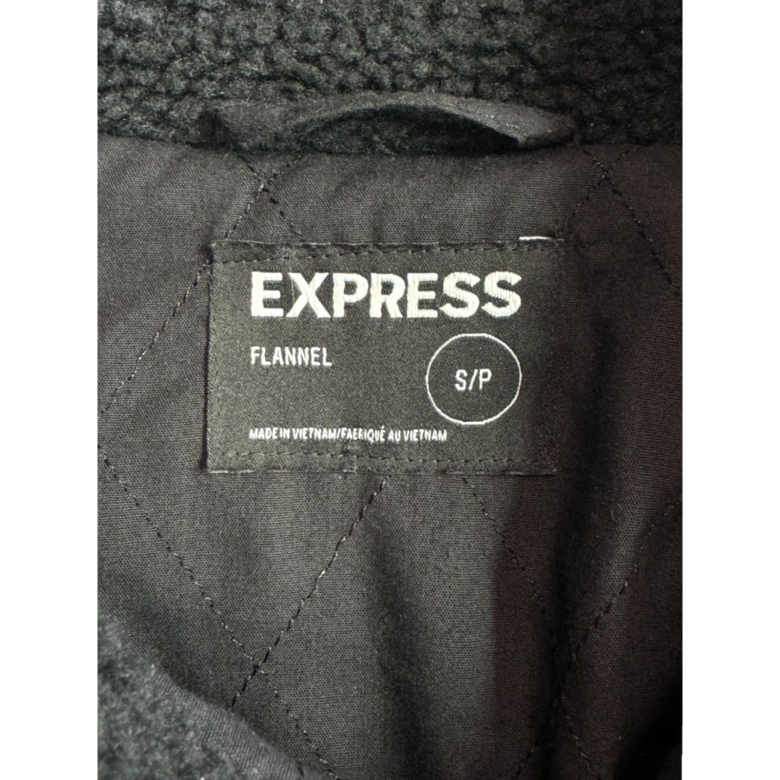 Express EXPRESS Black Flannel Jacket Mens S Snap Up Winter Faux Fur Lining Regular Everyday Vibrant Solid - Express Size US S / EU 44-46 / 1 - 3 Thumbnail