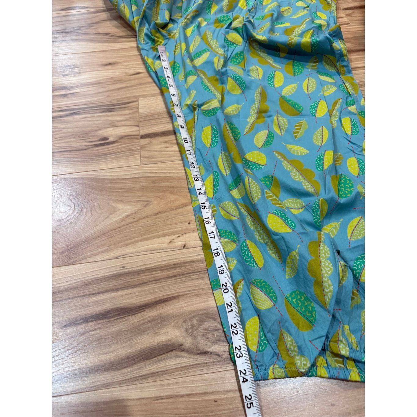 Guru Gudrun Sjoden Green Leaf Print Wide Leg Pants size XXL Size 42" / US 20 - 10 Thumbnail