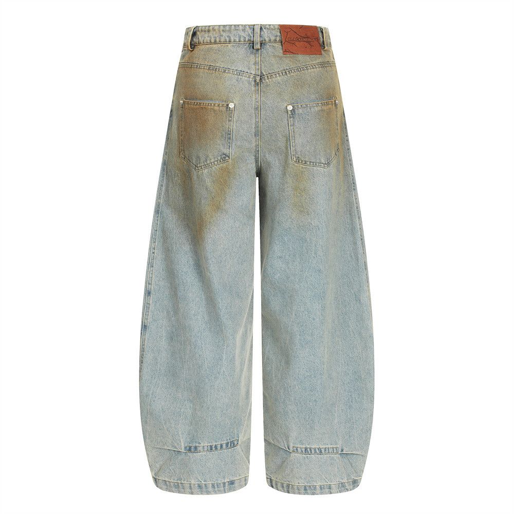 Japanese Brand × Jean Men's punk silhouette washed distressed dirty scimitar jeans Size US 32 / EU 48 - 3 Thumbnail