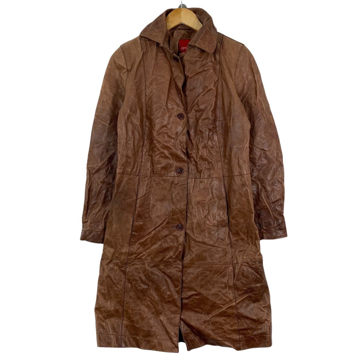 Esprit Vintage ESPRIT Leather Long Coat Size US S / EU 44-46 / 1 - 1 Thumbnail