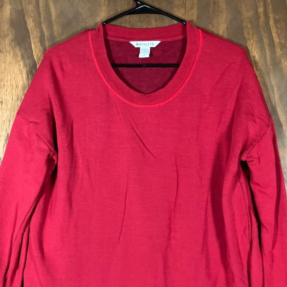 Athleta Athleta Sweatshirt Womens Red Striped Coaster Luxe Pull Over Stretch Small Size S / US 4 / IT 40 - 2 Thumbnail