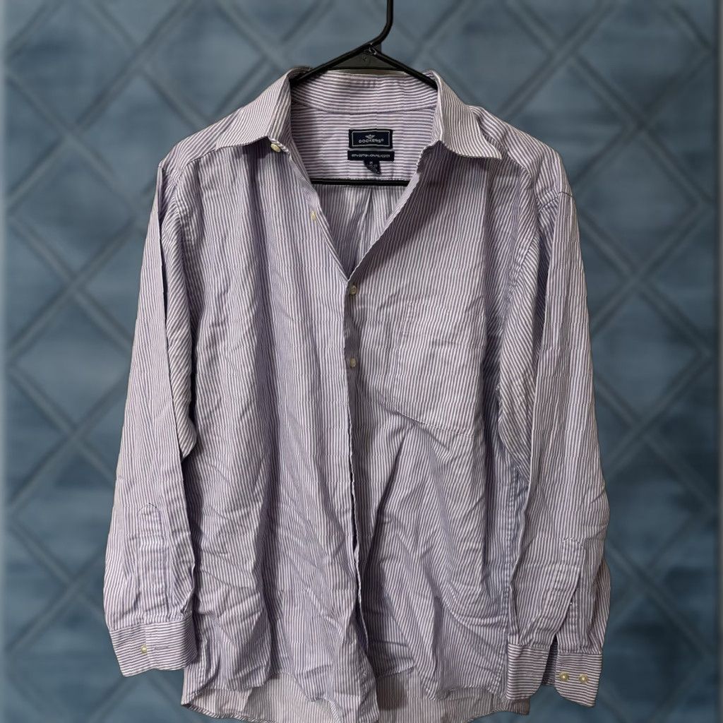 Dockers DOCKERS Men's Button-Up Shirt Medium Purple Striped Long Sleeve Size US M / EU 48-50 / 2 - 1 Thumbnail