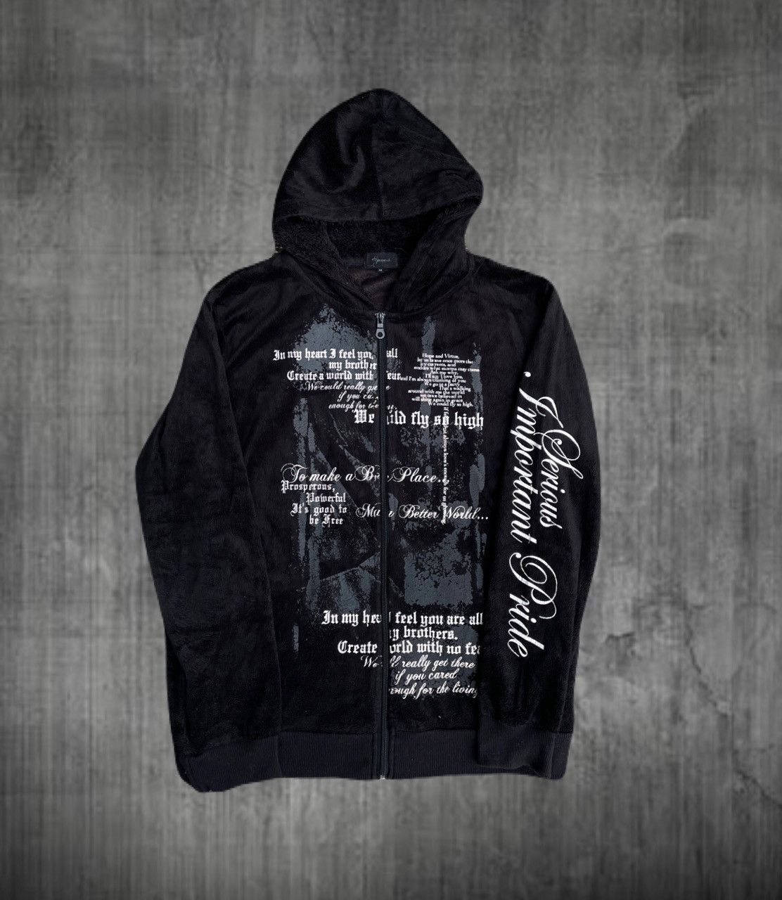 2000s Japanese archive Poem Darkcore Zip-up Hoodie Vkei Y2K
