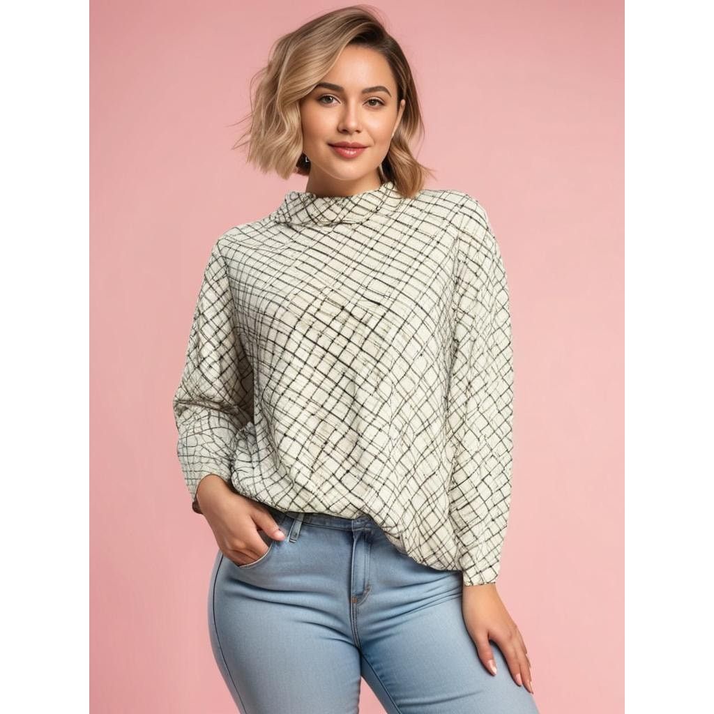 Lands' End Lands' End Women's 3XL Plaid Turtleneck Long Sleeve Blouse Size 3XL / US 20-22 - 1 Thumbnail