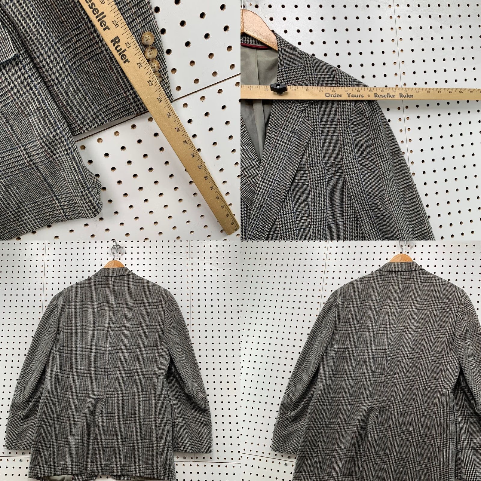 Hart Schaffner Marx Hart Schaffner Marx Blazer Men 36 Herringbone Gray Tweed Wool 2 Piece 90s Vintage Size 36R - 10 Thumbnail