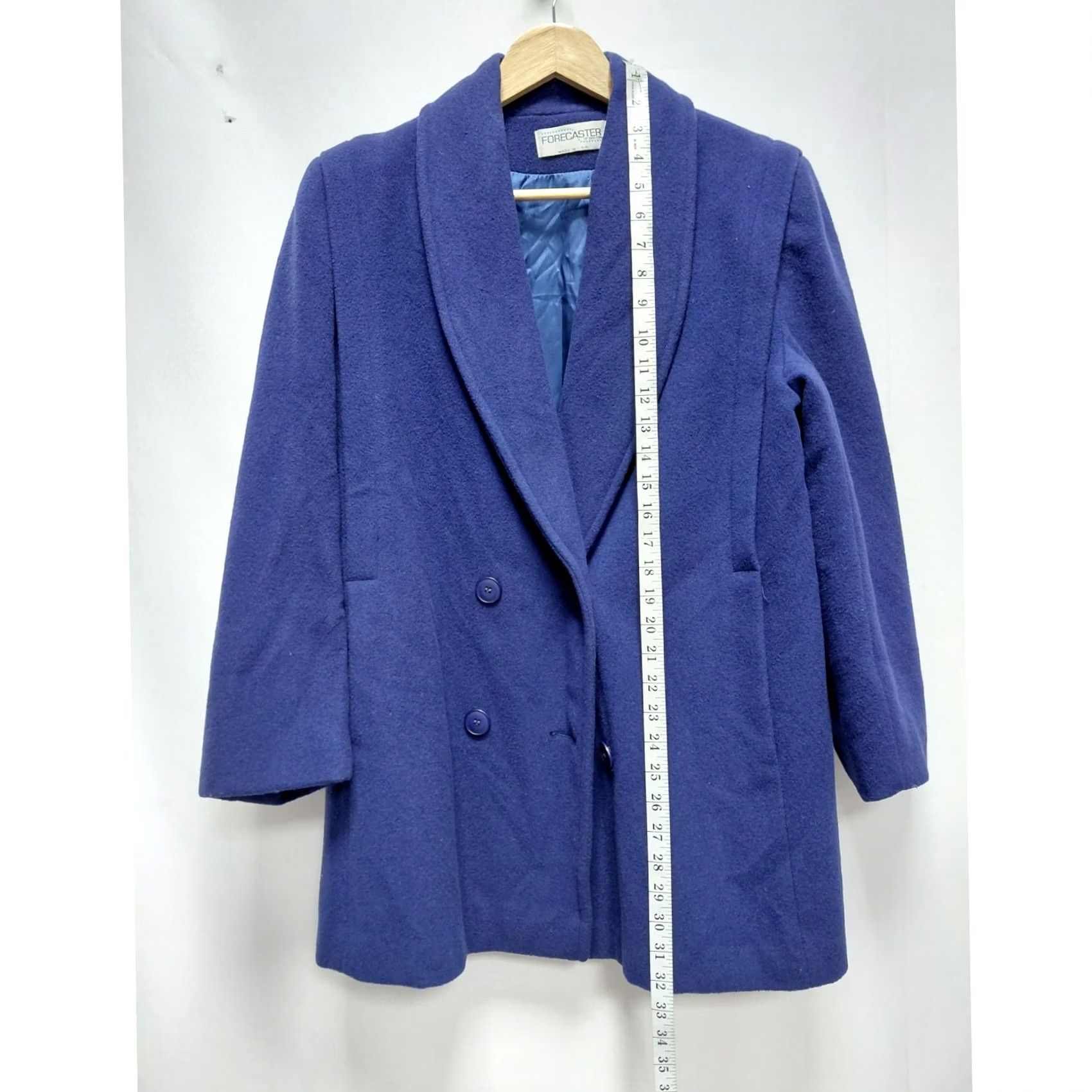 Vintage FORECASTER OF BOSTON Wool Blend Coat Blue Solid Long Sleeve Size 10 Womens Jacket/Coat Mid-Length Casual Business 3-in-1 Vintage No N/A Size L / US 10 / IT 46 - 6 Thumbnail