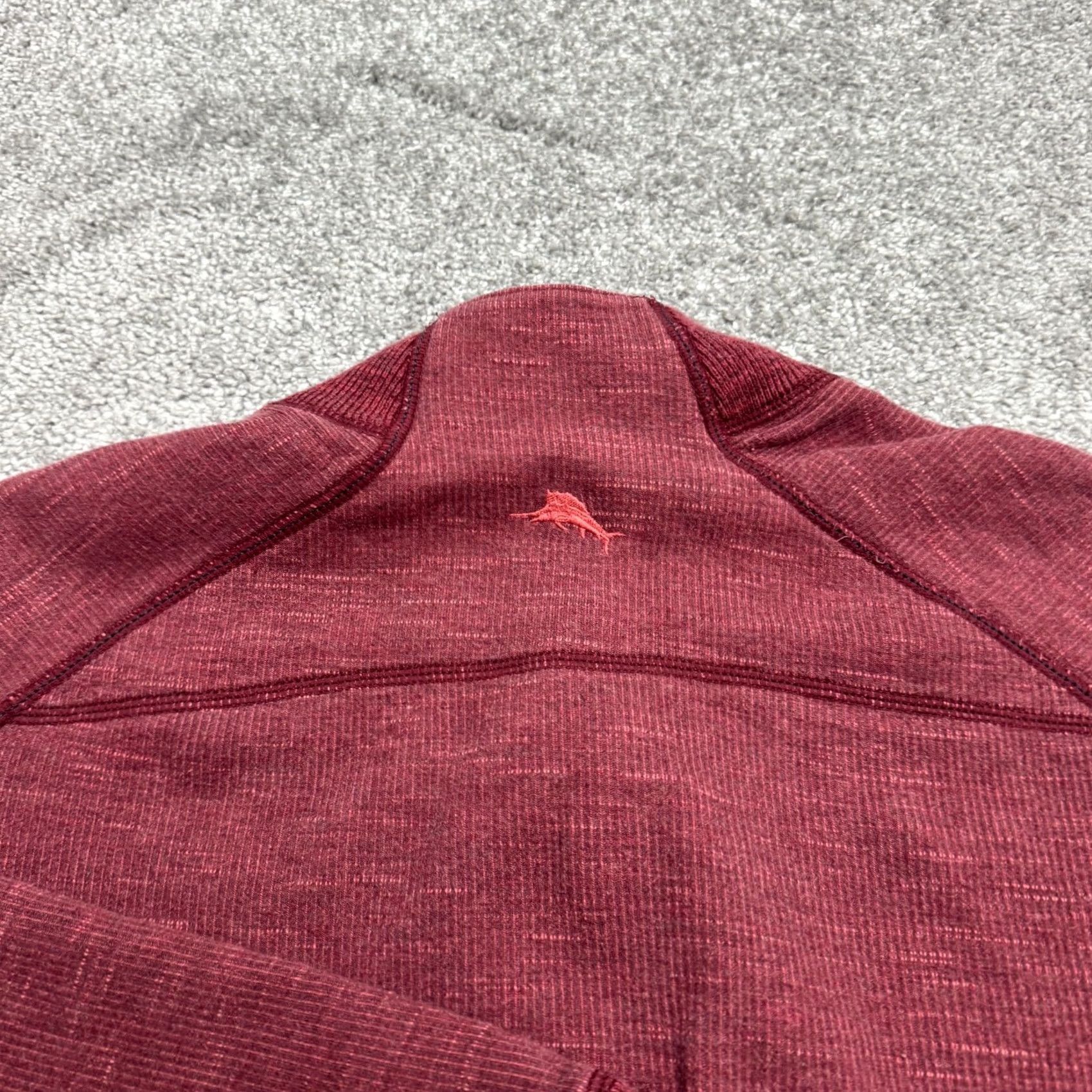 Tommy Bahama Tommy Bahama Sweatshirt 1/4 Zip Pullover Mens Large Marled Red Raglan Sleeve Knit Fleece Mock Neck Logo Size US L / EU 52-54 / 3 - 4 Thumbnail