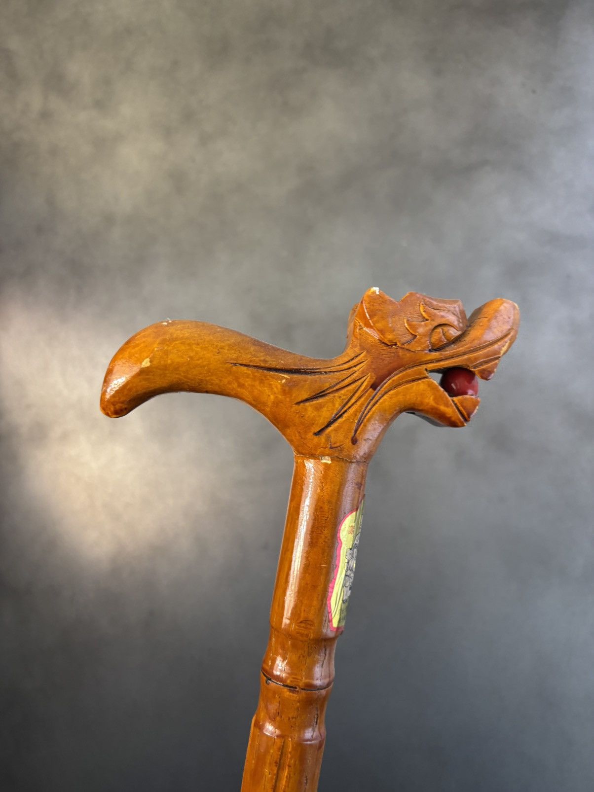 The Great China Wall × Vintage Foo Dragon Chinese Cane Vintage Walking Stick Bamboo Pike Size ONE SIZE - 4 Thumbnail