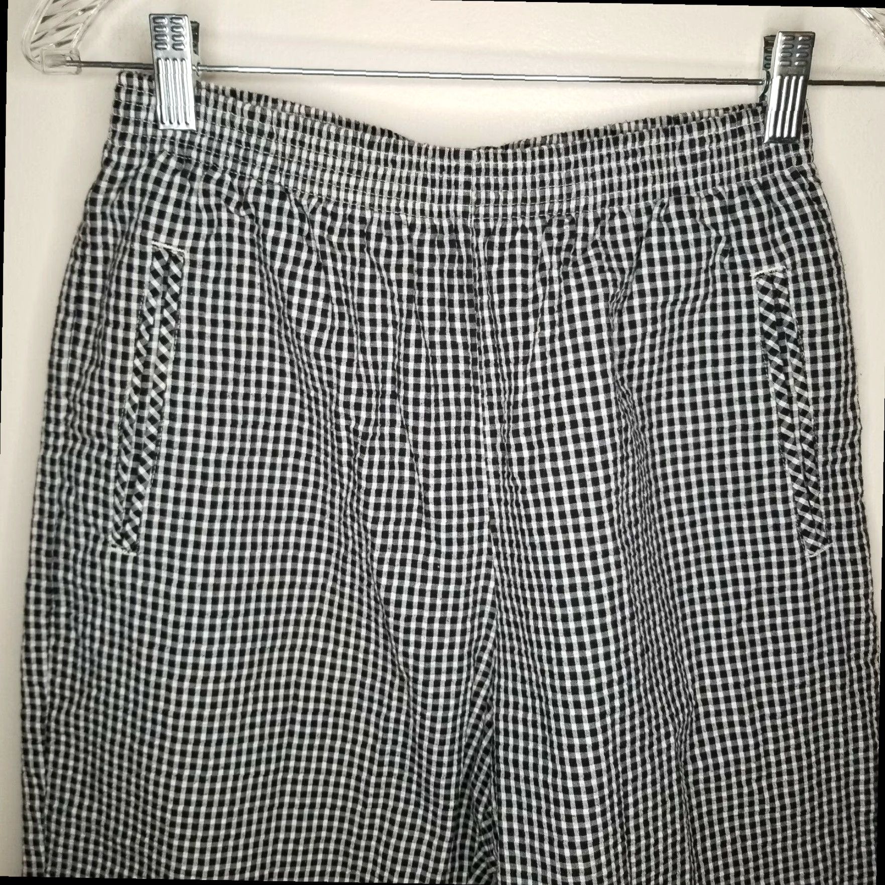 Vintage K Wear Petites Womens Black Checkered Capri Pants Size 10 Womens Size ONE SIZE - 2 Thumbnail
