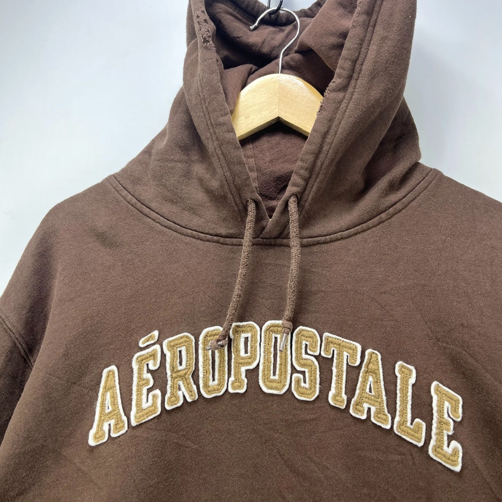 Aeropostale VINTAGE Aeropostale Hoodie XL Brown 90s Pullover Long Sleeve Mens Size US XL / EU 56 / 4 - 3 Thumbnail