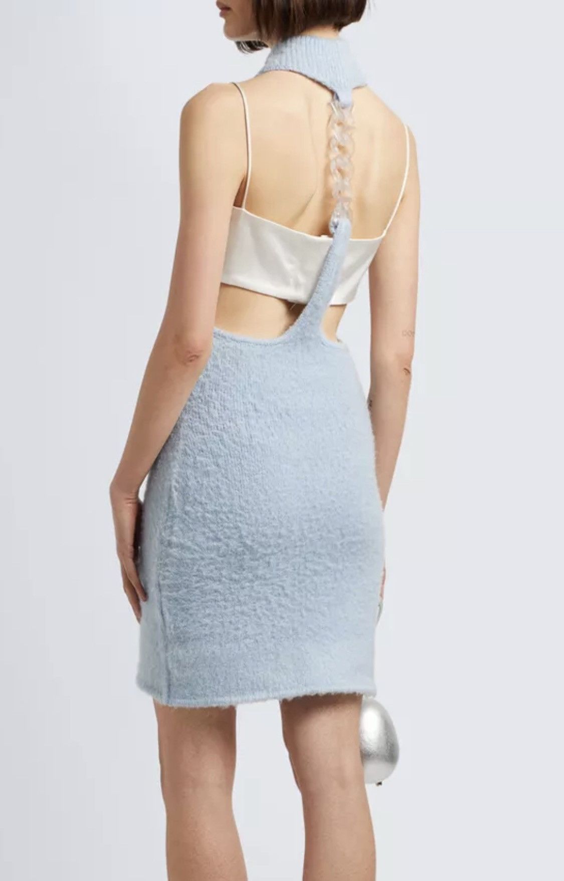 GCDS Mini Dress Size M Mohair Wool Blend Blue Knitted