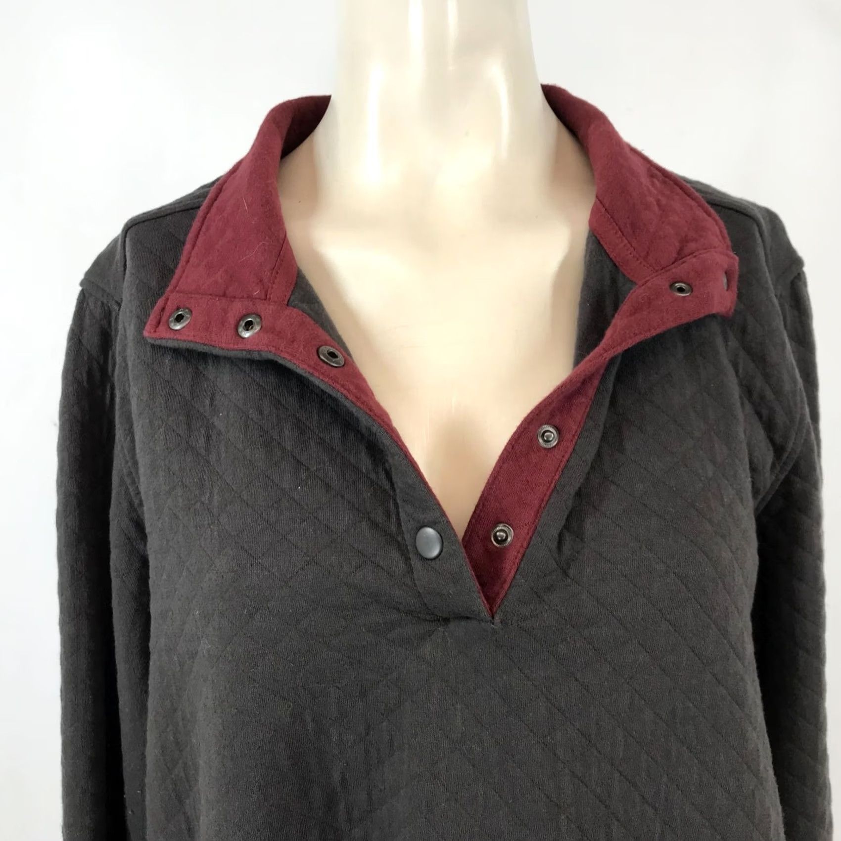 Vintage NORTH RIVER MEN'S M GRAY QUILTED LONG SLEEVE SNAP PULLOVER SWEATSHIRT Size US M / EU 48-50 / 2 - 2 Thumbnail