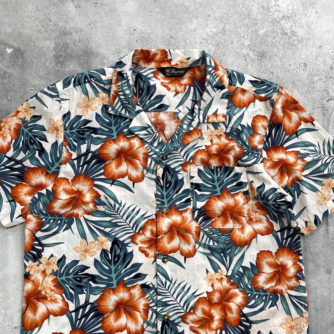 Penfield Penfield Hawaiian Short Sleeve Shirt White/ Orange/ Green M Size US M / EU 48-50 / 2 - 3 Thumbnail