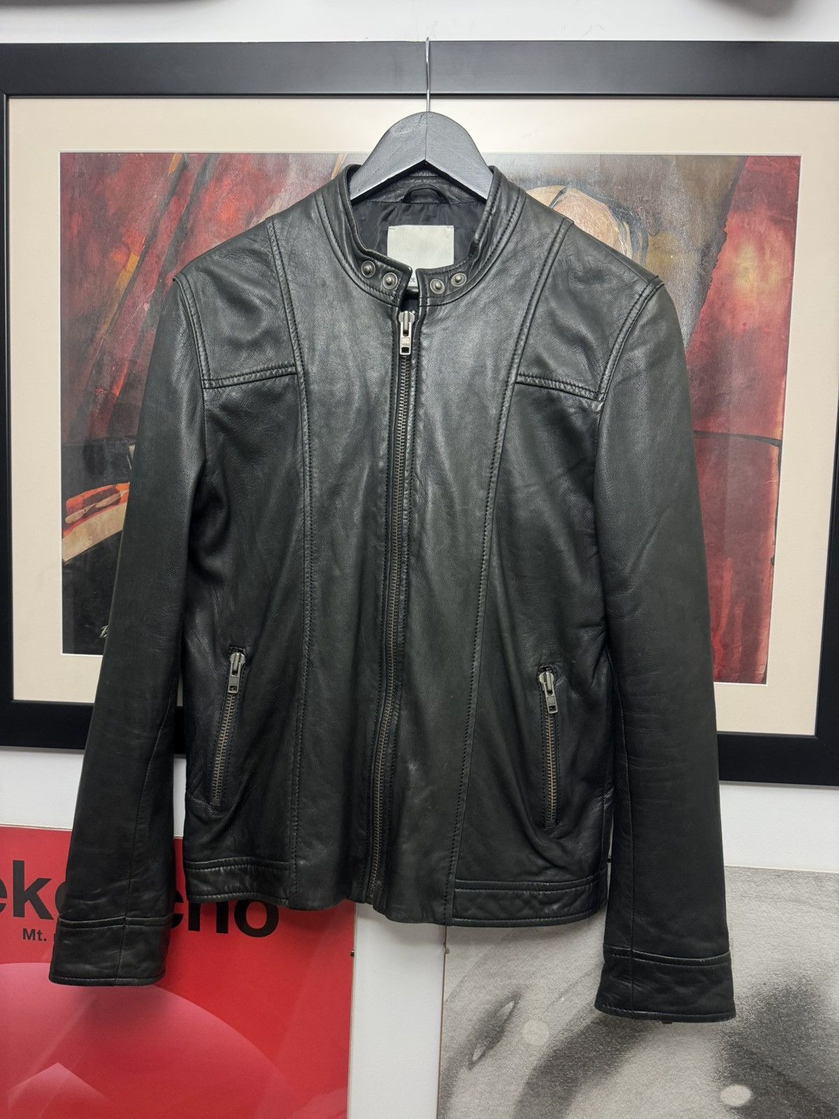 Samsoe Samsoe Samsoe Samsoe Krede Black Genuine Leather Slim Jacket Rock Size US S / EU 44-46 / 1 - 1 Thumbnail