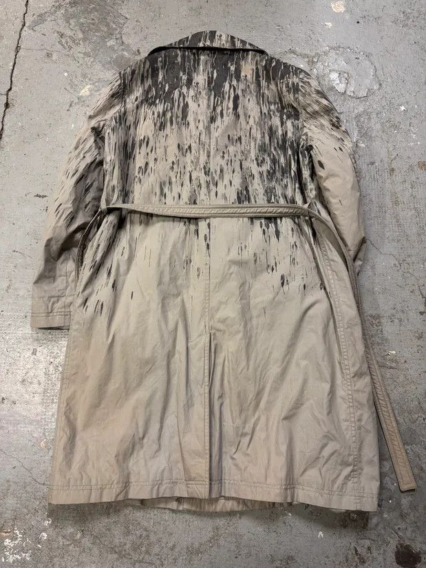 Moschino × Vintage 2000s Moschino Rain Painting Grey Trench Coat Size XS / US 0-2 / IT 36-38 - 5 Thumbnail