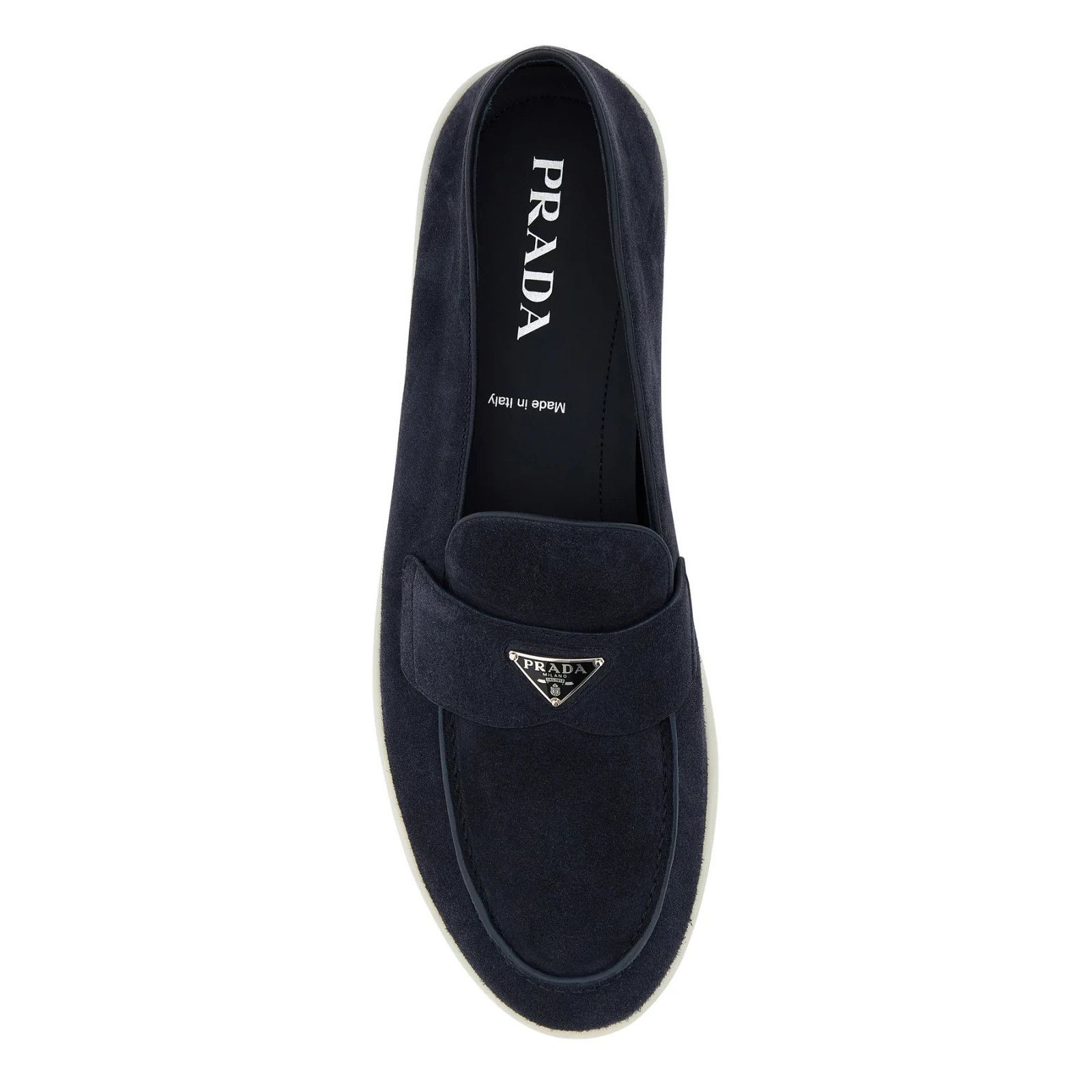 Prada PRADA Navy Blue Suede Loafers New And Authentic (Men's size: Size US 9.5 / EU 42-43 - 4 Thumbnail