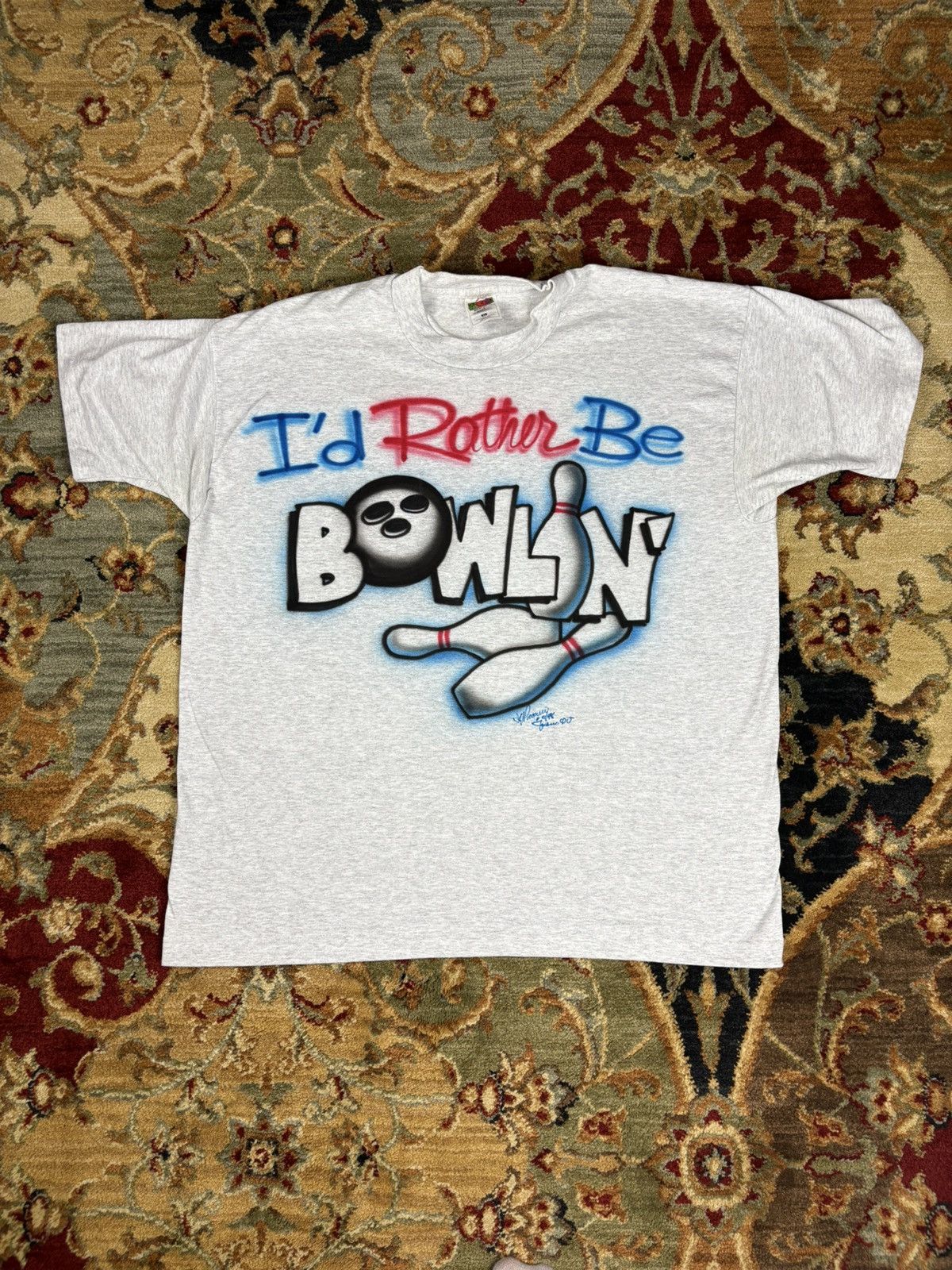 Vintage Vintage 90s Bowling T-shirt Size US XL / EU 56 / 4 - 1 Thumbnail