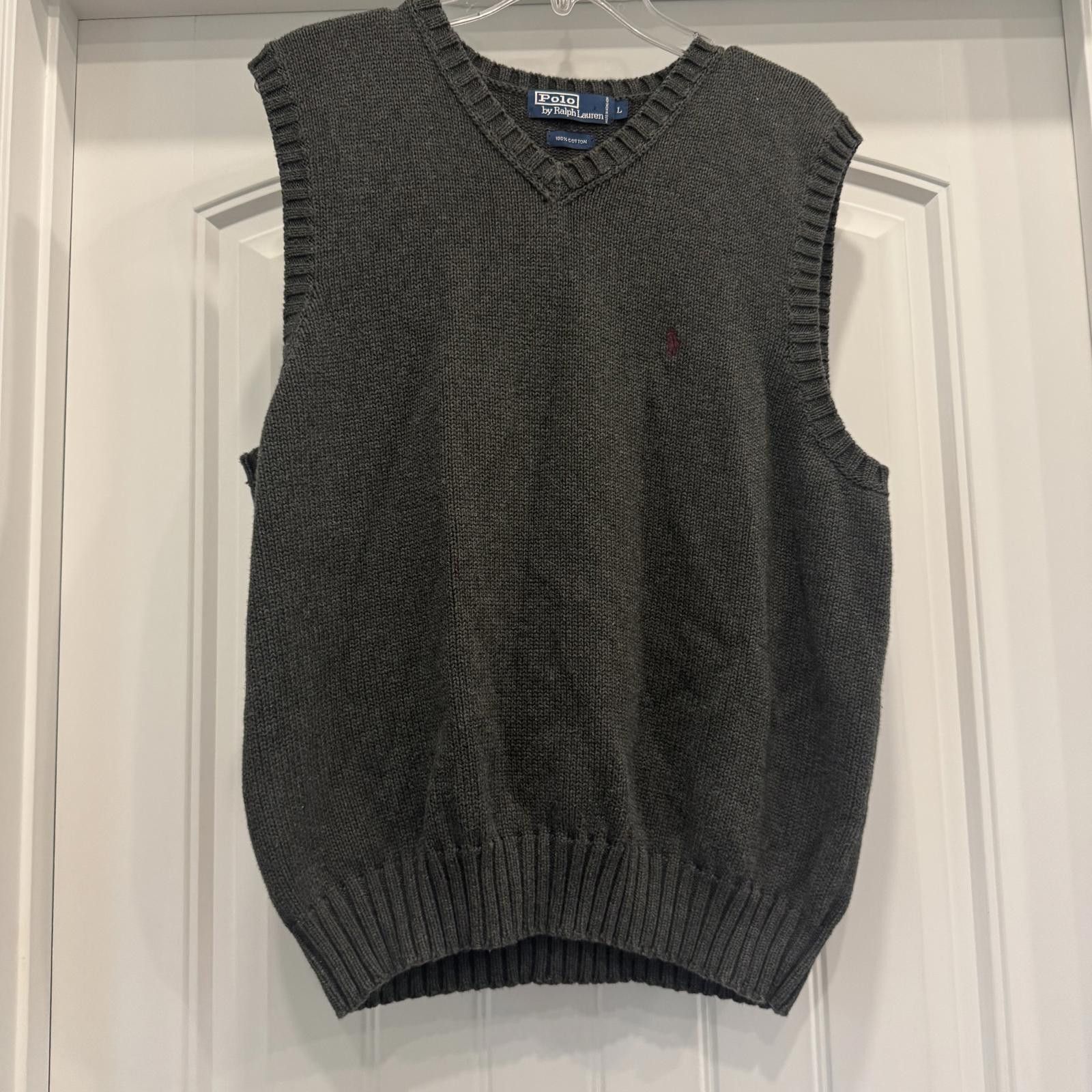 Polo Ralph Lauren Polo Ralph Lauren Men's V-Neck Vest Gray Wool Blend-Large Size US L / EU 52-54 / 3 - 1 Thumbnail