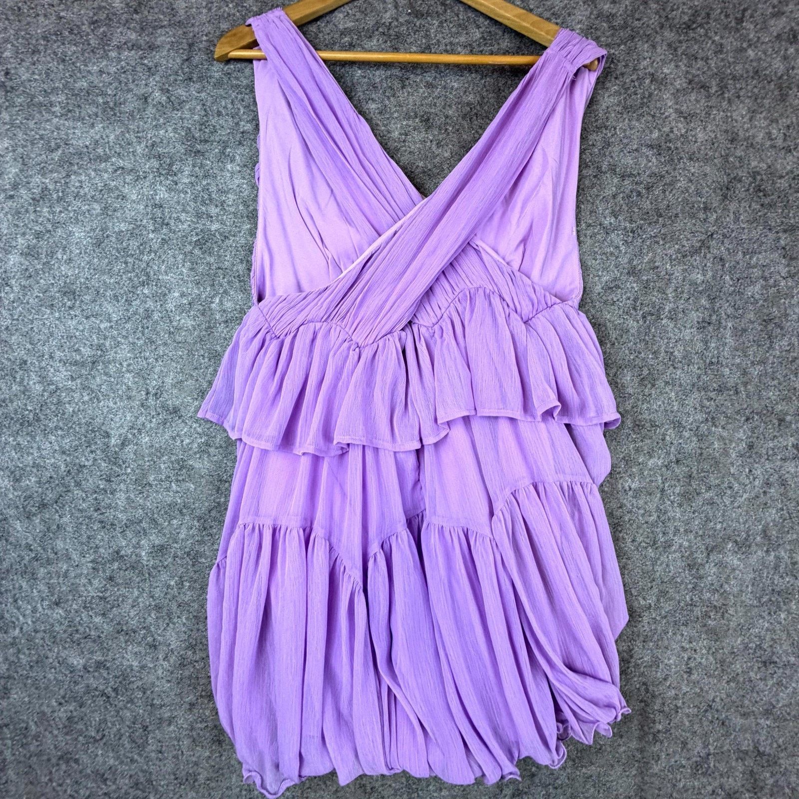 Asos Asos Design Dress Womens 10 Purple Pleated Tiered Boho Fairy Size L / US 10 / IT 46 - 2 Thumbnail