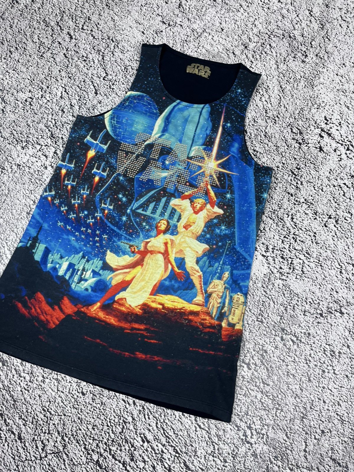 Star Wars Vintage Star Wars Printed Rhinestones Logo Tank Top Size M / US 6-8 / IT 42-44 - 3 Thumbnail