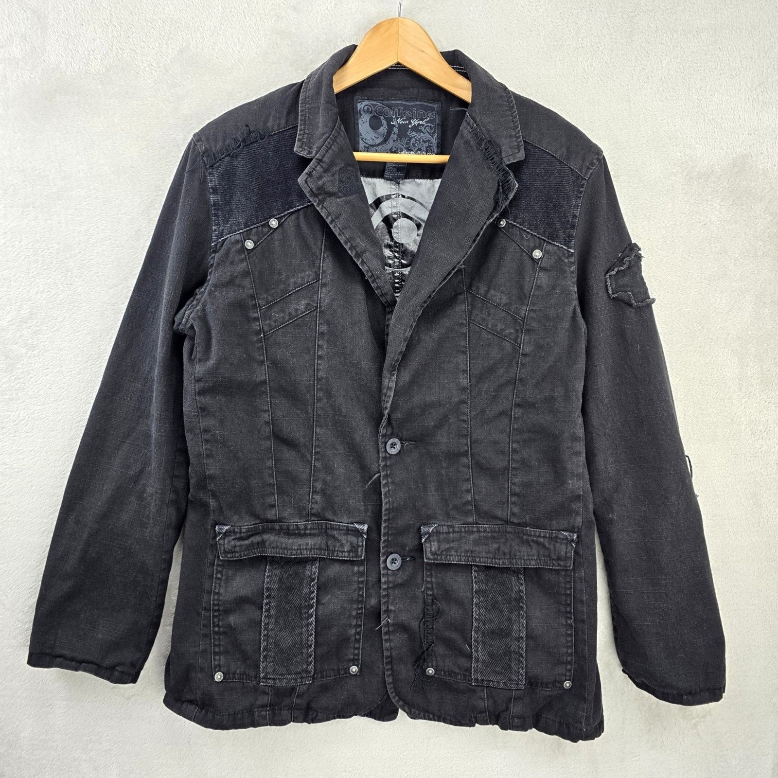 Other Vintage Caffeine New York Jacket Large Distressed Rave Y2K Size L / US 10 / IT 46 - 1 Thumbnail
