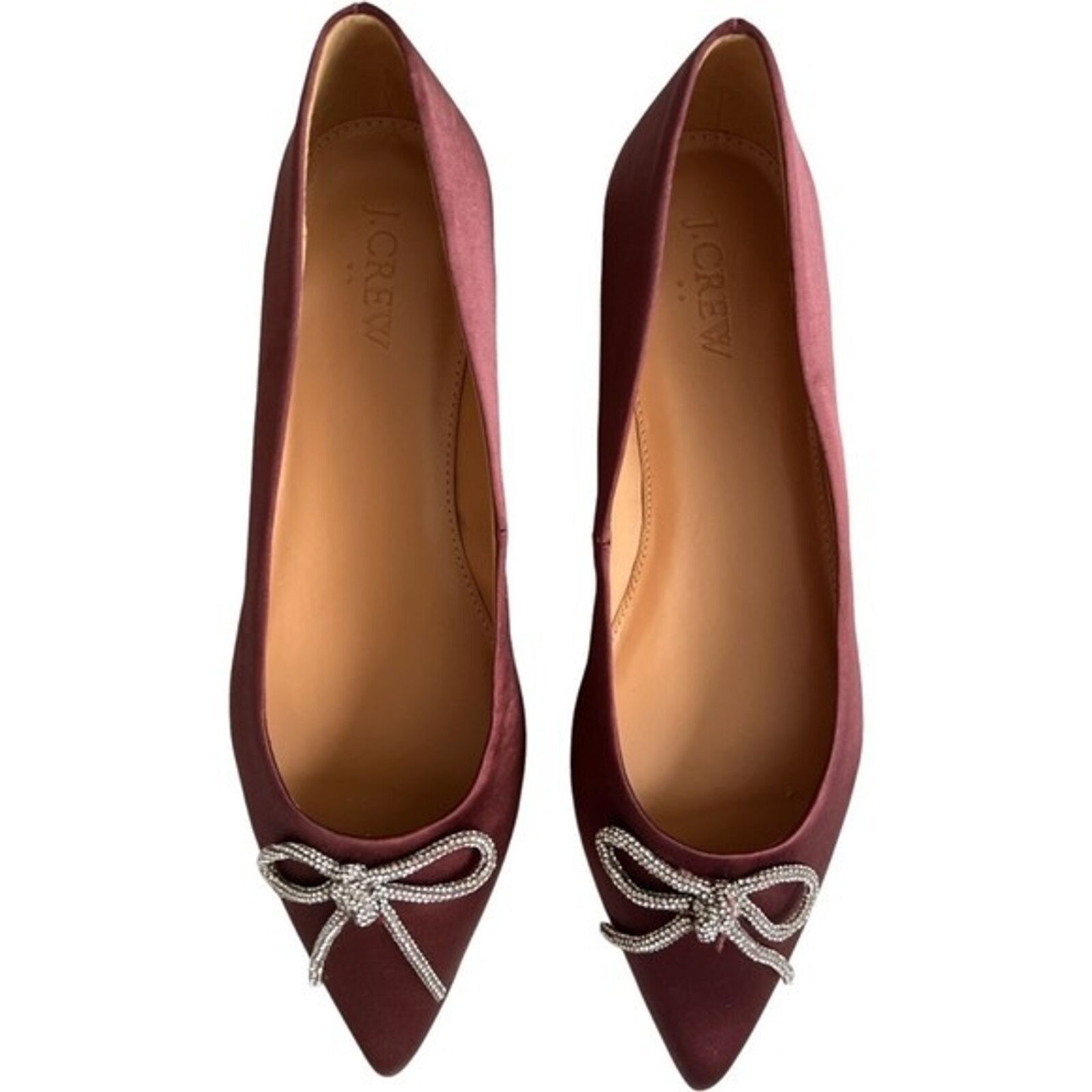 J.Crew J.CREW Warm Burgandy Pointy-toe Bow Flats w/ Box, US7 Size US 7 / IT 37 - 3 Thumbnail