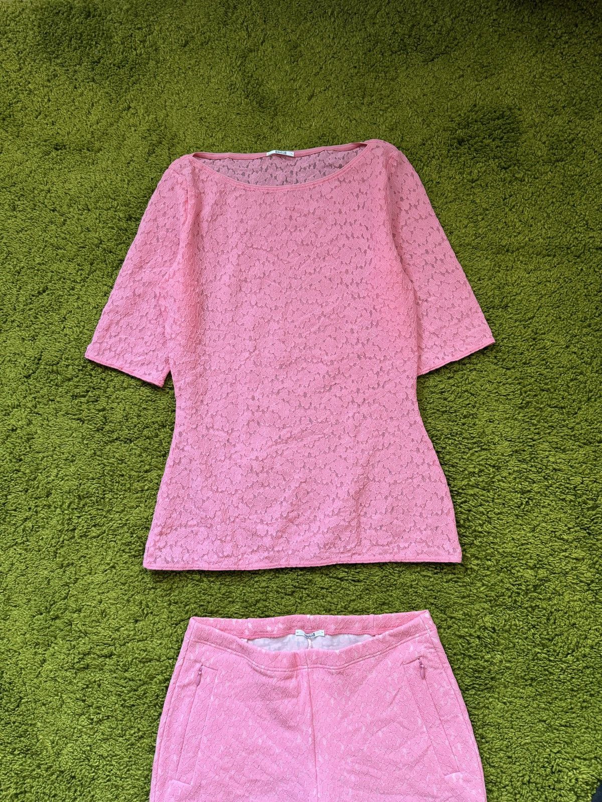 Designer × Wolford Wolford avant Garde crochet pink suit pants + blouse Size S / US 4 / IT 40 - 2 Thumbnail