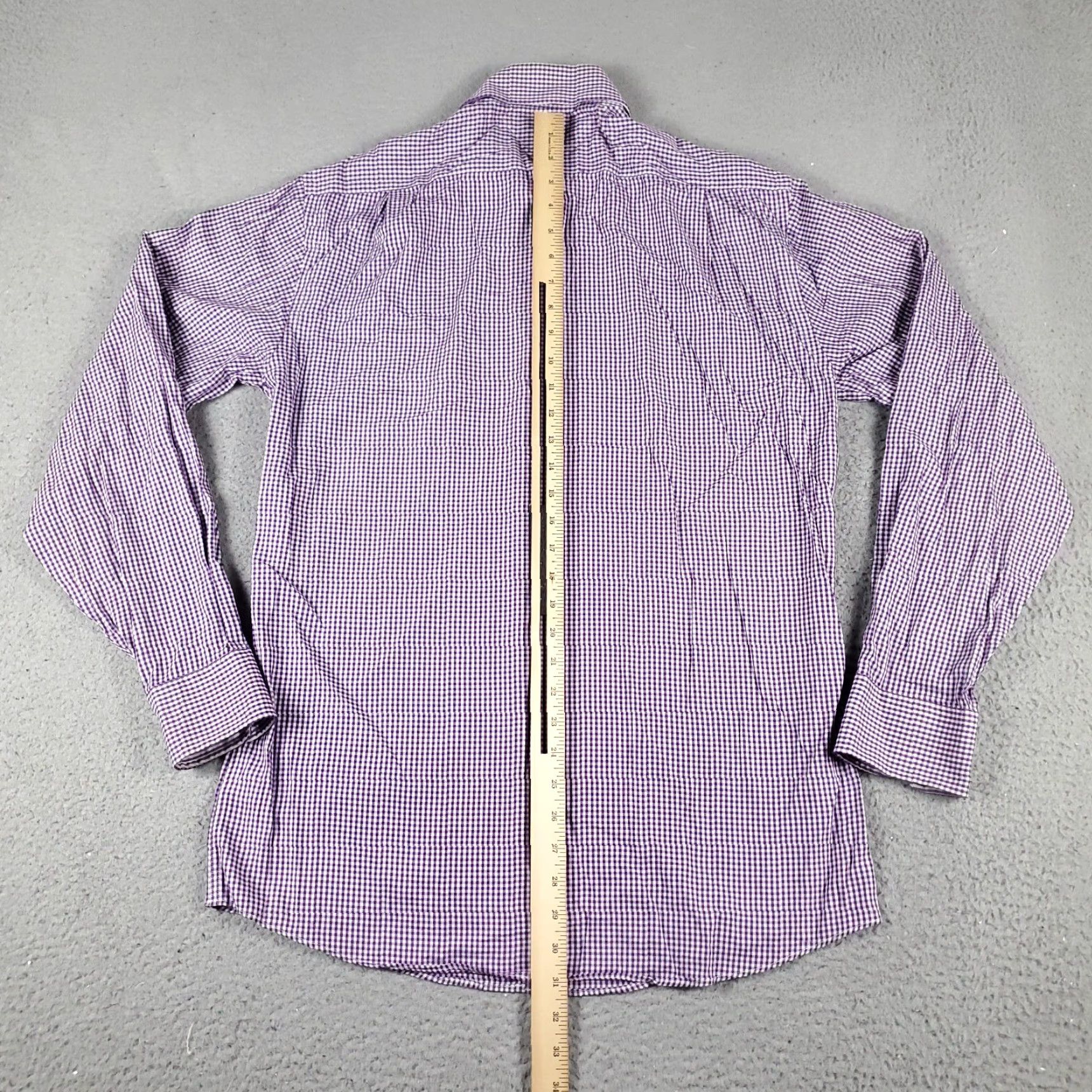 Tommy Hilfiger Tommy Hilfiger Dress Shirt Mens 15 Purple Check Long Sleeve Button Up Size 40R - 4 Thumbnail