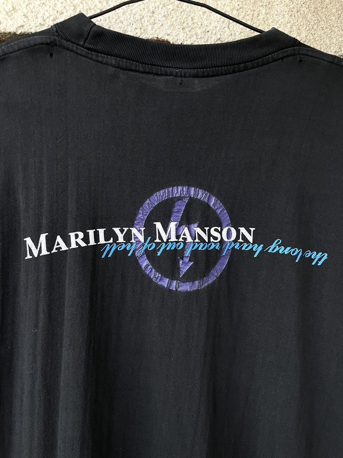 Band Tees Vintage 90s Marilyn Manson The Long Road Out Of Hell T-Shirt Size US XL / EU 56 / 4 - 18 Thumbnail