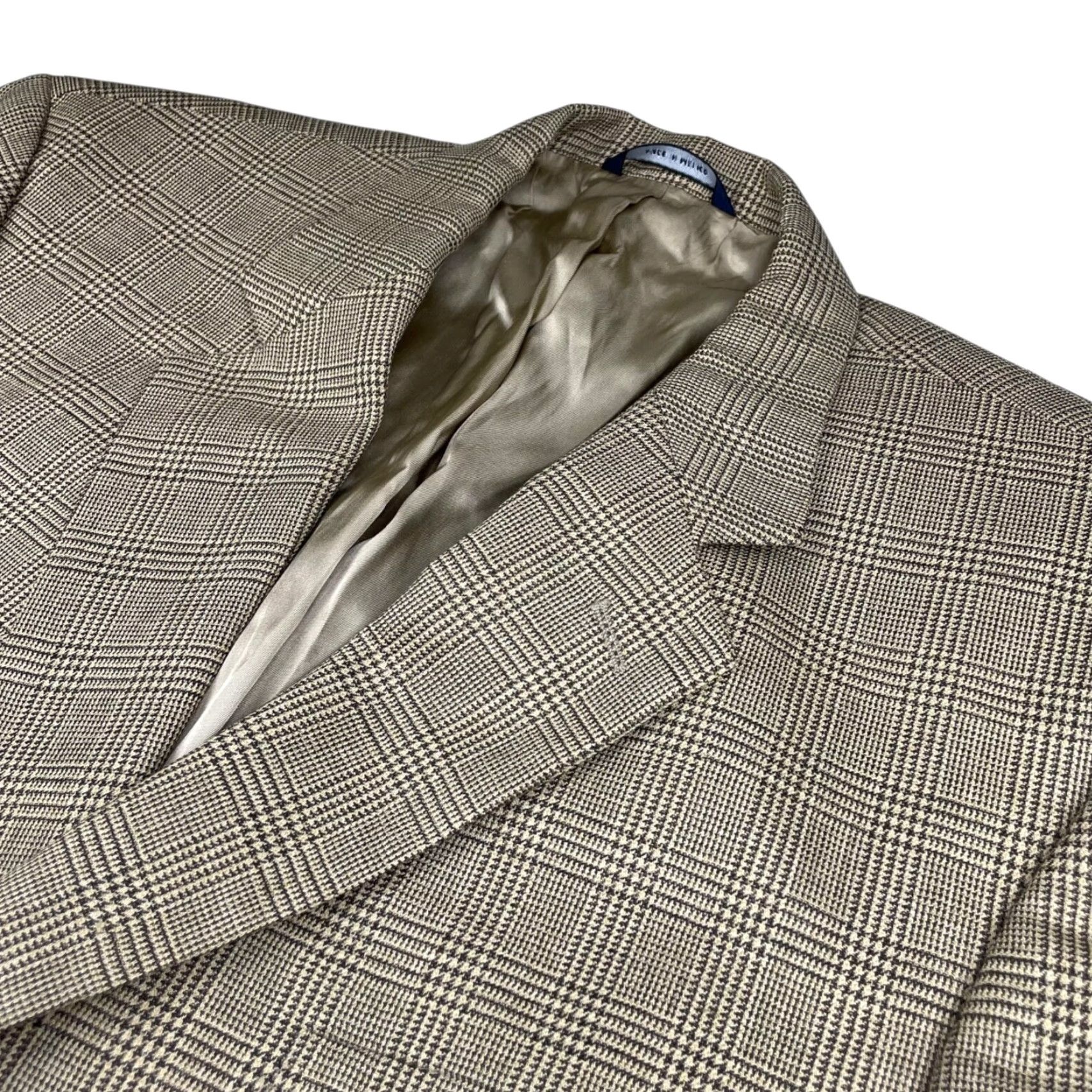 Brooks Brothers Brooks Brothers Men's Blazer 100% Wool Beige/Green Glen Plaid 2-Button 46L Jacket Long Mens Size 46R - 2 Thumbnail