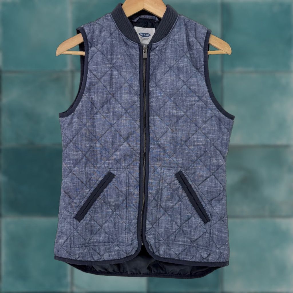 Old Navy VINTAGE Old Navy Womens Quilted Chambray Blue Puffer Vest Size S Outdoors Preppy Size S / US 4 / IT 40 - 1 Thumbnail